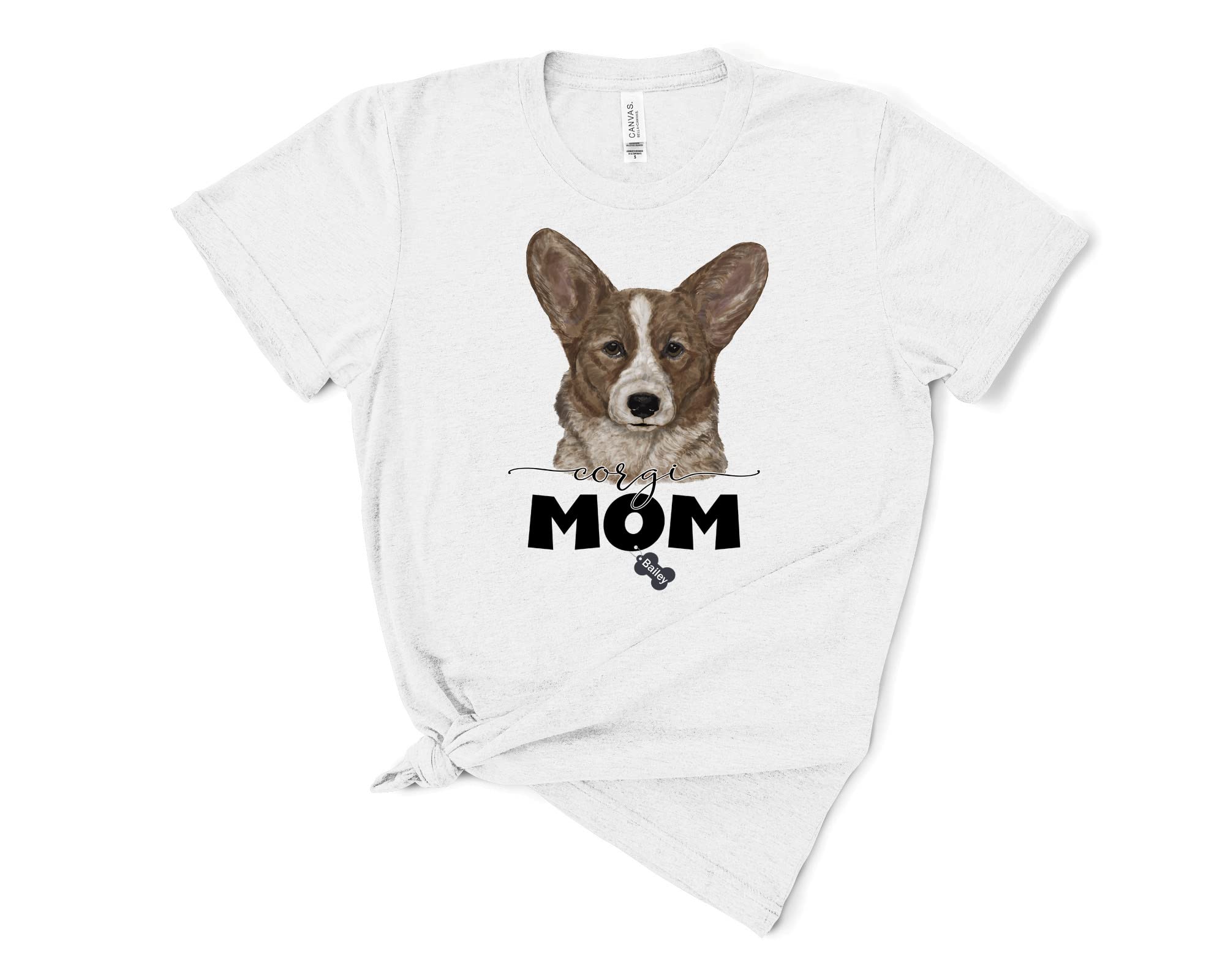 Personalized Corgi Dog Mom Crewneck Triblend T-Shirt - Cute Dog Lover Gift for Women, Mothers Day Present - Perfect for Casual Wear, Dog Park Outings & Pet Owner Apparel