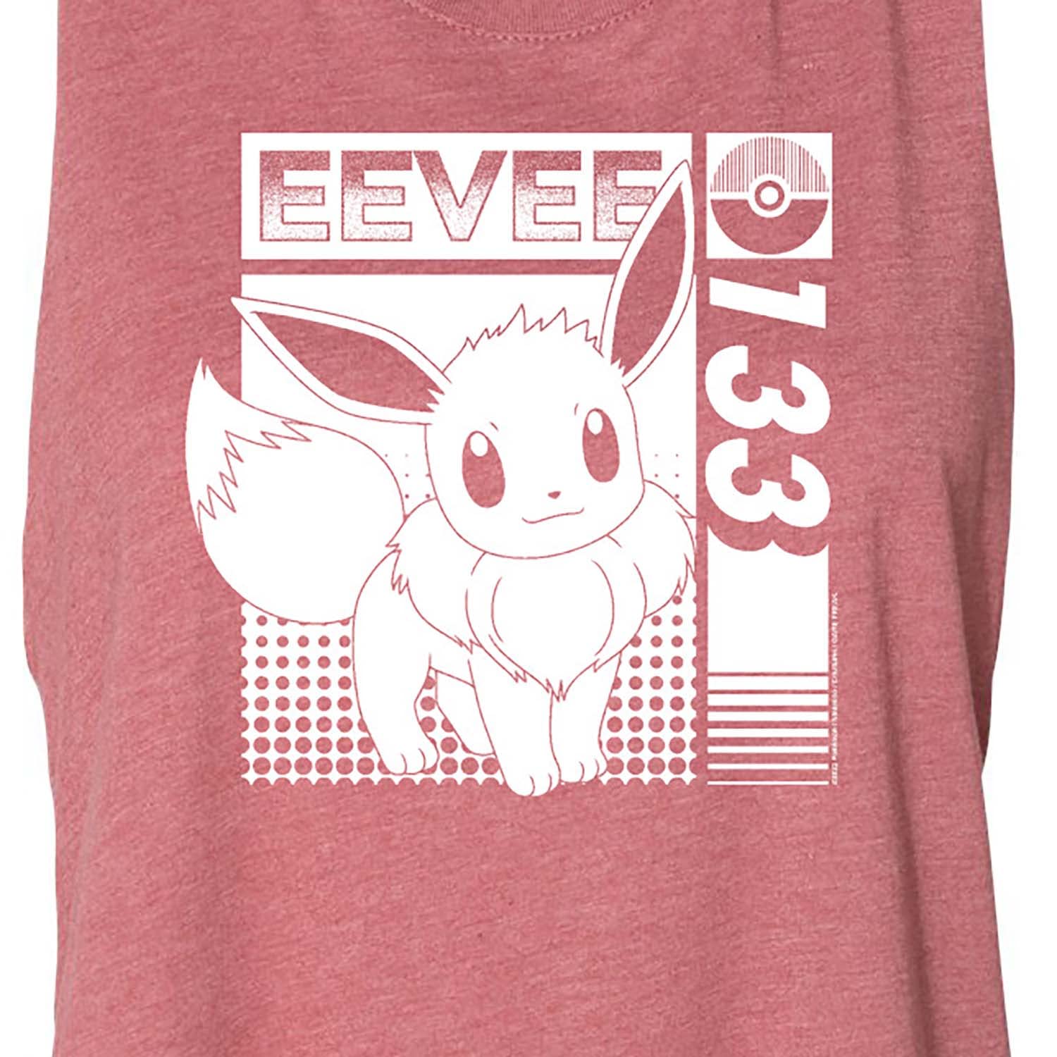 HYBRID APPAREL Pokémon Eevee Juniors Cropped Racerback Tank Top - Cute Anime Graphic Tee for Girls - Perfect for Cosplay, Gaming Events & Summer Outfits