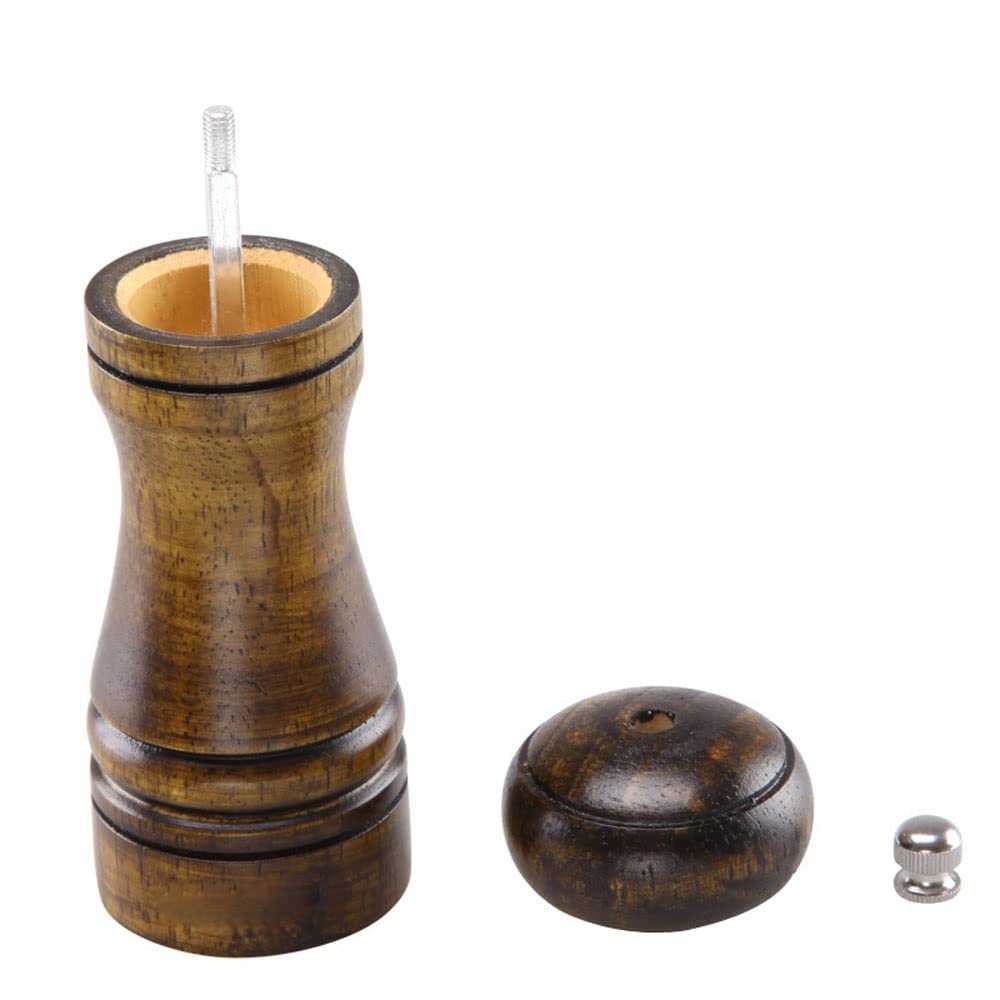Premium 4-Piece Manual Wooden Salt and Pepper Grinder Set with Ceramic Grinding Core - Adjustable Coarseness for Freshly Ground Spices - Ideal for Kitchen, Dining Table, Picnic, BBQ & Gift Giving