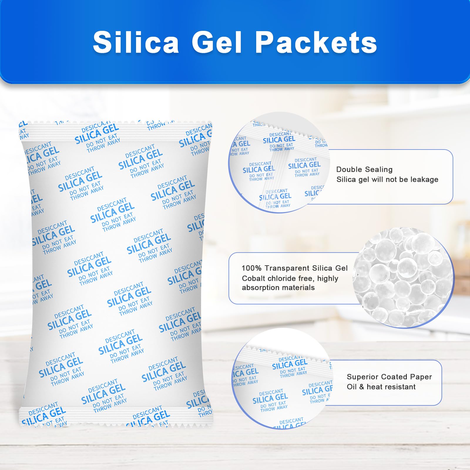 600g Large Reusable Silica Gel Desiccant Packs - 5 Pack | Moisture Absorbers for Cars, 3D Filaments, Basement & Garage | Safe Dehumidifier Packets for Vehicle Storage & Home Use