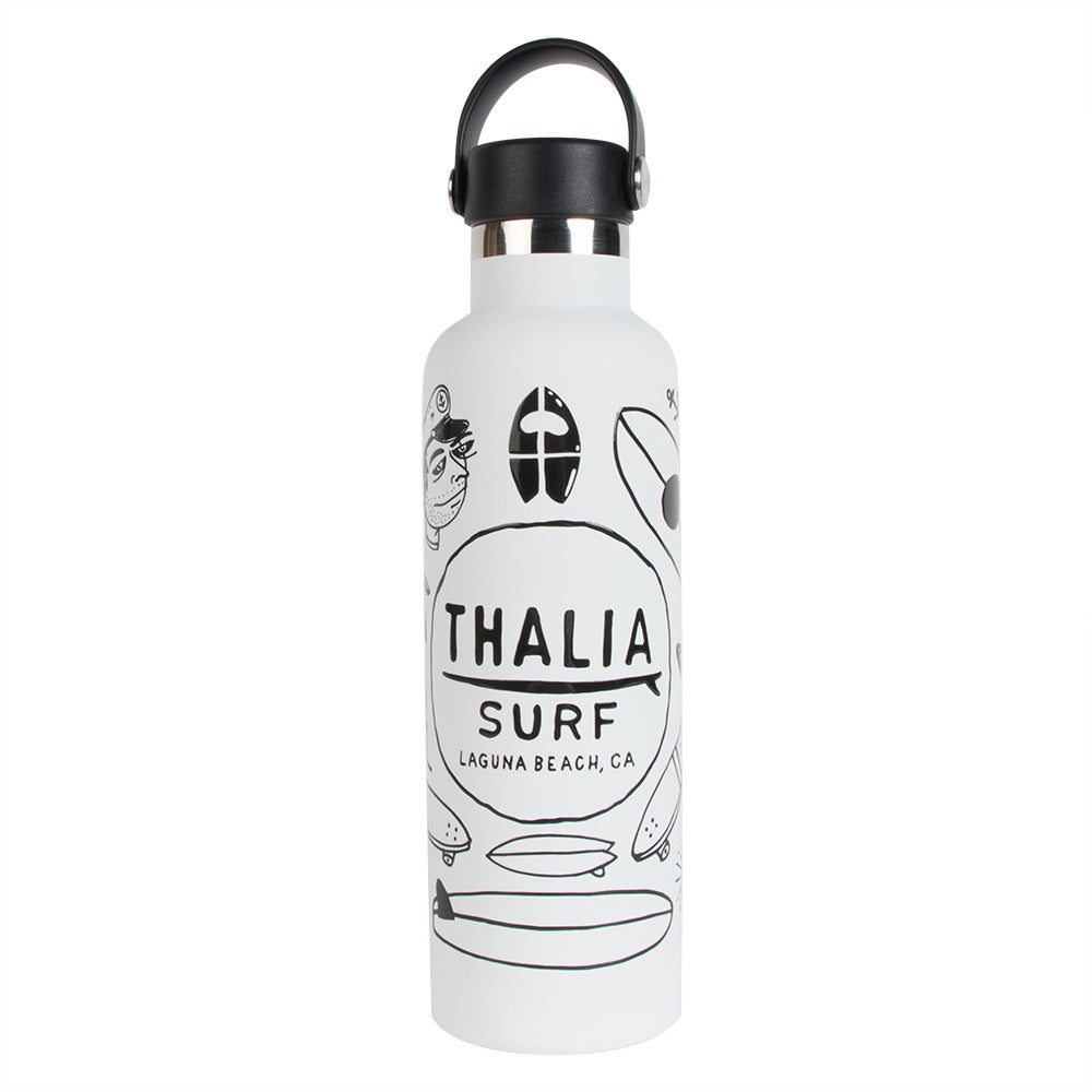 Thalia Surf Icons Water Bottle - 32oz Insulated Stainless Steel Water Bottle with Leakproof Lid & Carabiner Clip - Perfect for Surfing, Beach, Gym & Outdoor Adventures