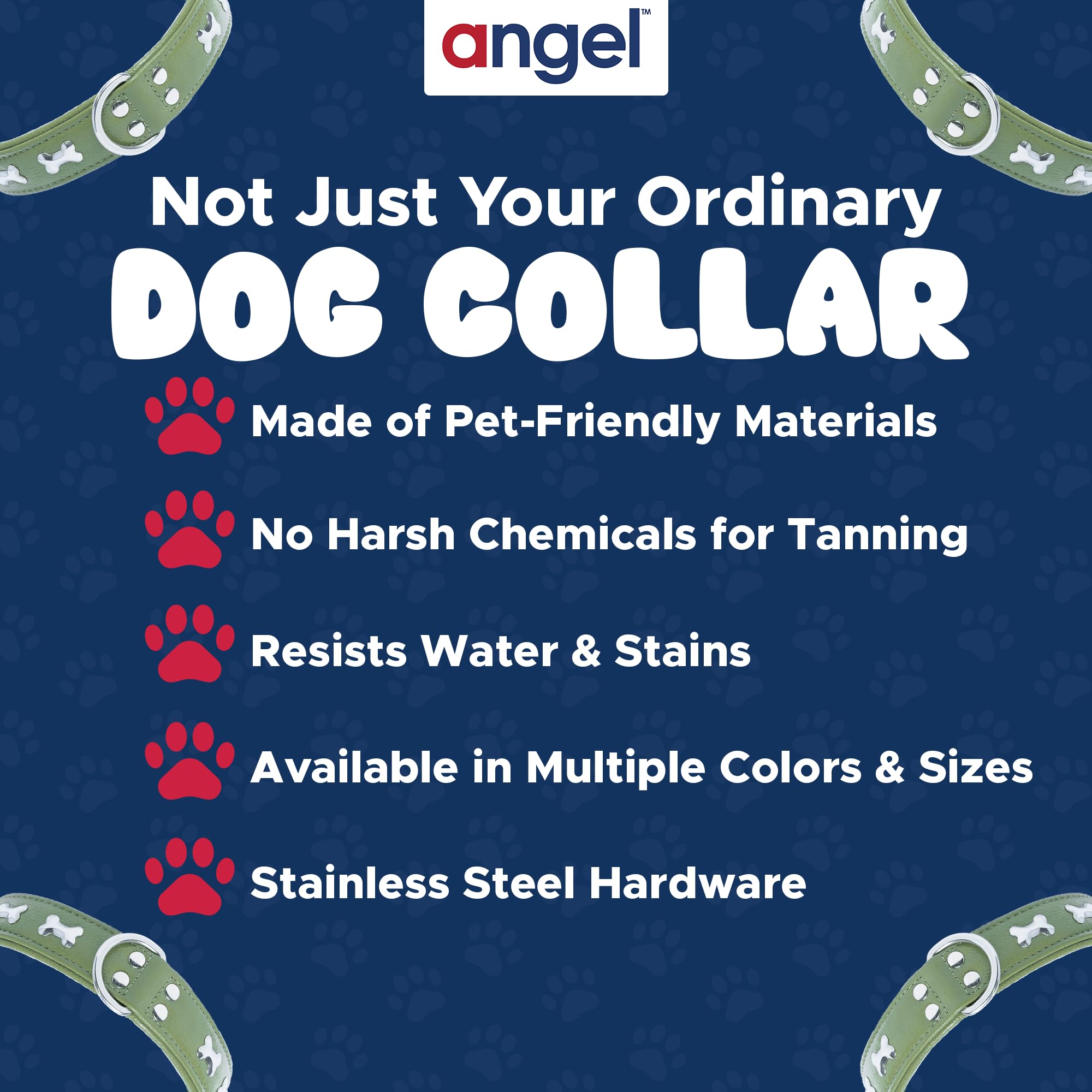 Angel Pet Supplies Genuine Leather Studded Dog Collar - 24