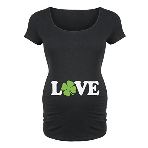 Bloom Maternity Love Shamrock Maternity Scoop Neck T-Shirt - Comfortable Pregnancy Top for Everyday Wear & Maternity Photos