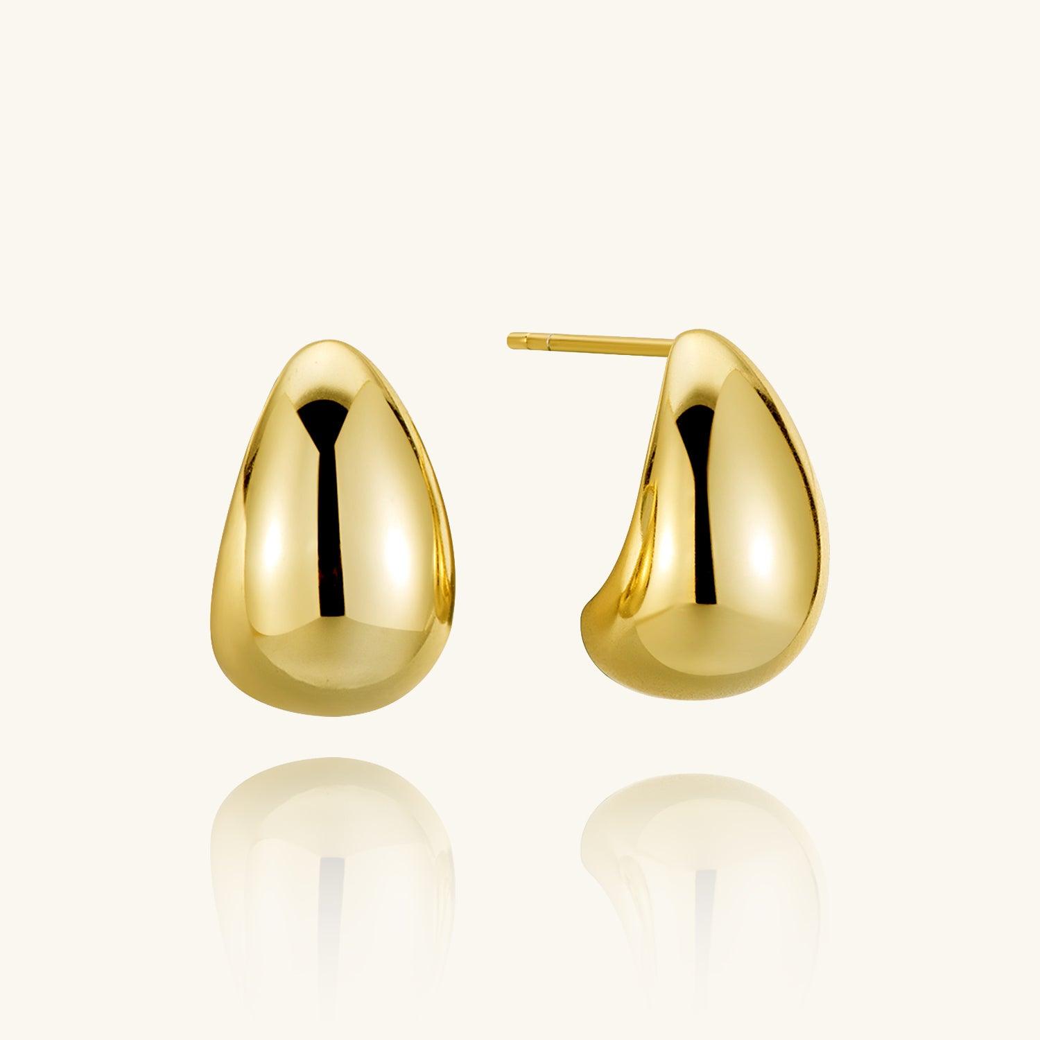 Shining Dome Hoop Earrings for Women - 14K Gold Plated Dangle Earrings, Hypoallergenic & Lightweight - Perfect for Parties, Weddings & Everyday Wear