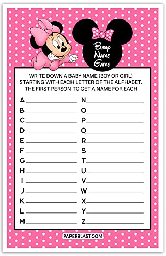 Minnie Mouse Baby Shower Game - Printable Baby Name Guessing Game for Disney Themed Showers & Gender Reveal Parties
