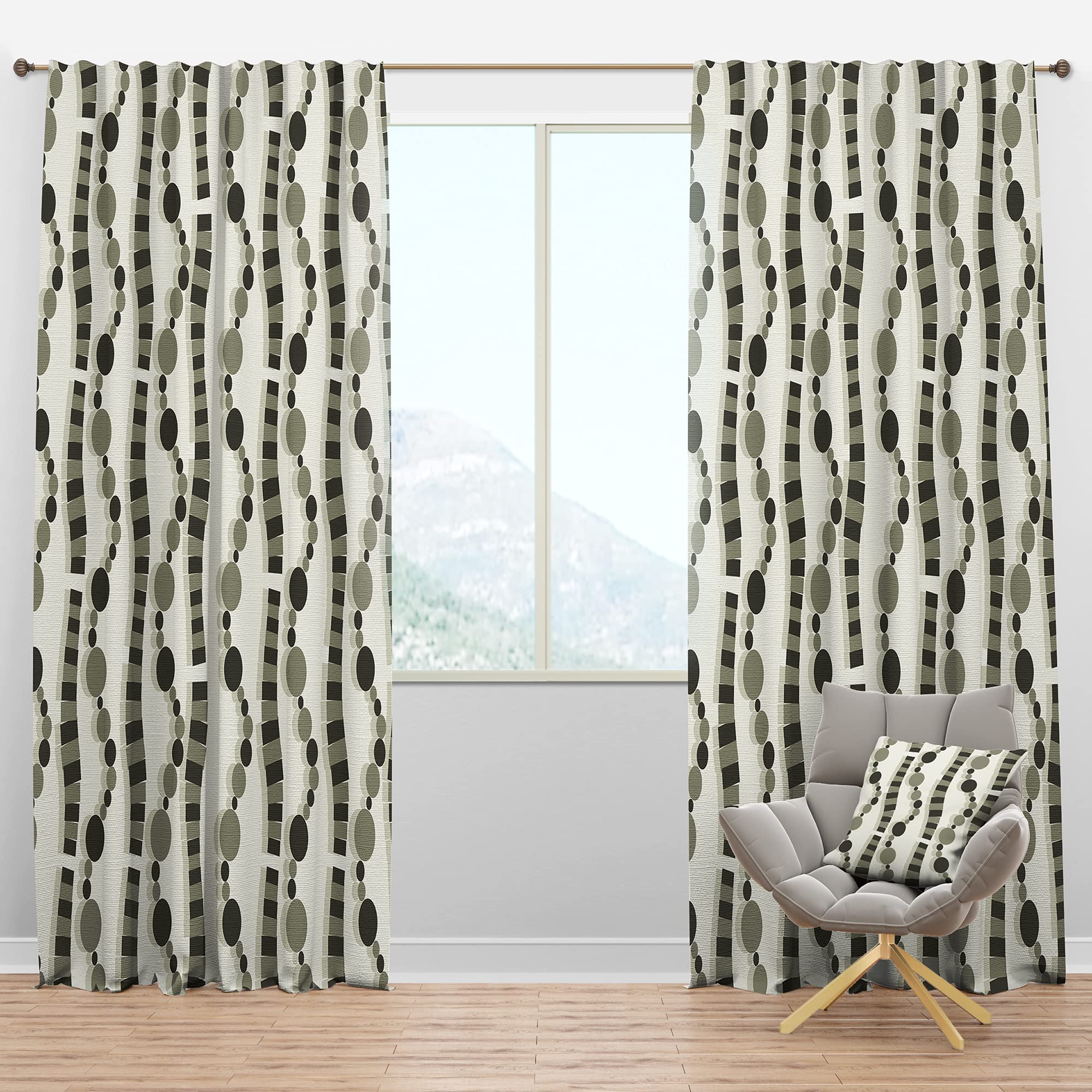 DesignQ Blackout Curtains 'Monochrome Geometric Pattern VI' - Thermal Insulated Single Panel (52x63 inches) for Bedroom & Living Room - Noise Reducing, Energy Saving Window Treatment for Better Sleep & Privacy