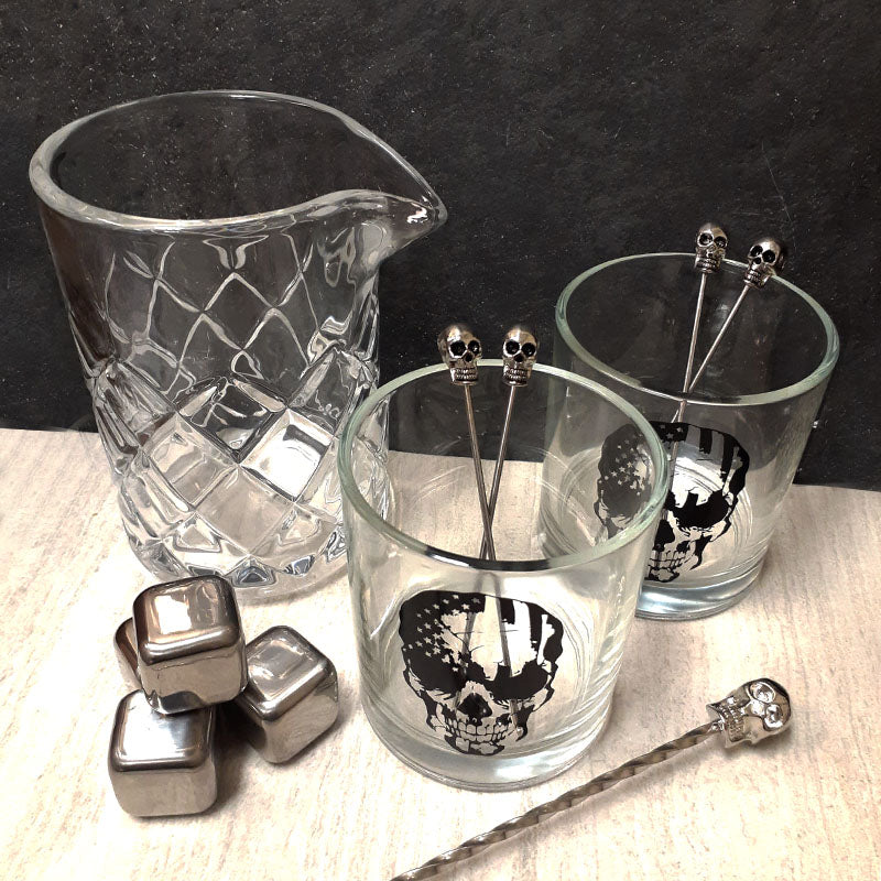 BarConic® Premium Skull Whiskey Glasses Set - 2 Pack, Unique Gothic Design for Bourbon, Scotch & Whiskey Lovers - Perfect for Halloween Parties, Home Bars & Gifts
