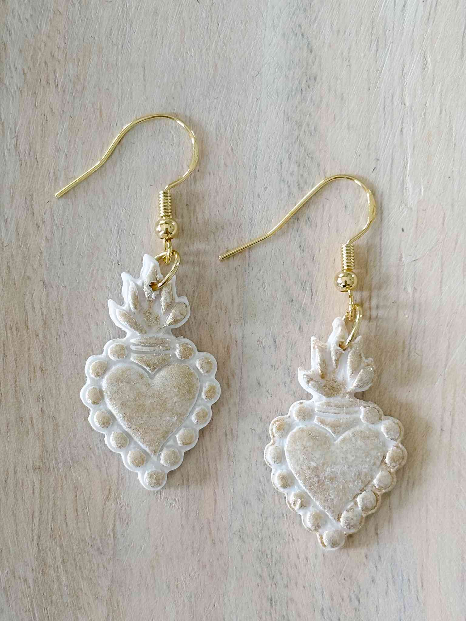 Handmade Sacred Heart Earrings - Sterling Silver Religious Jewelry for Women - Perfect Gift for Baptism, First Communion & Everyday Wear