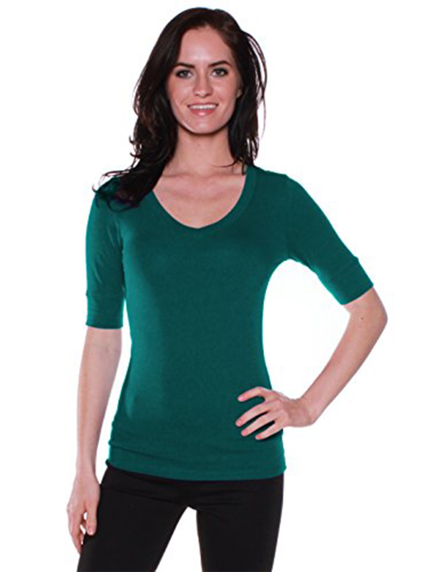 Emmalise Women's Slim Athletic Fit V-Neck T-Shirt Half Sleeve Top - Gym, Yoga & Casual Wear for Active Lifestyle