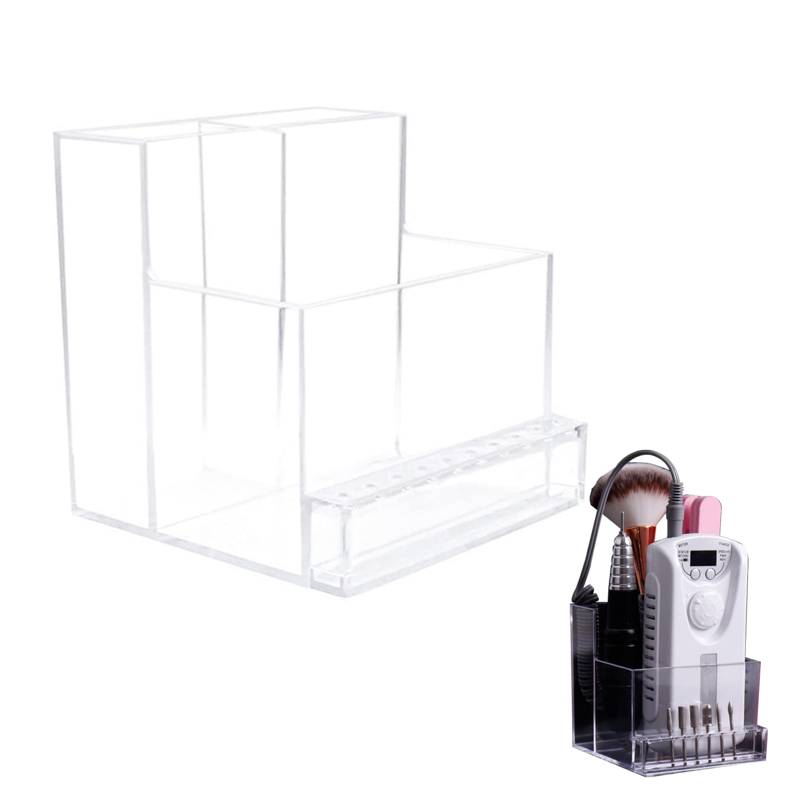 **Transparent Nail Drill Bit Organizer - 10 Hole Grinding Bit Holder, Durable & Stable Plastic for Nail Salon & DIY - Perfect for Nail Art, Manicure & Pedicure Tools Storage**