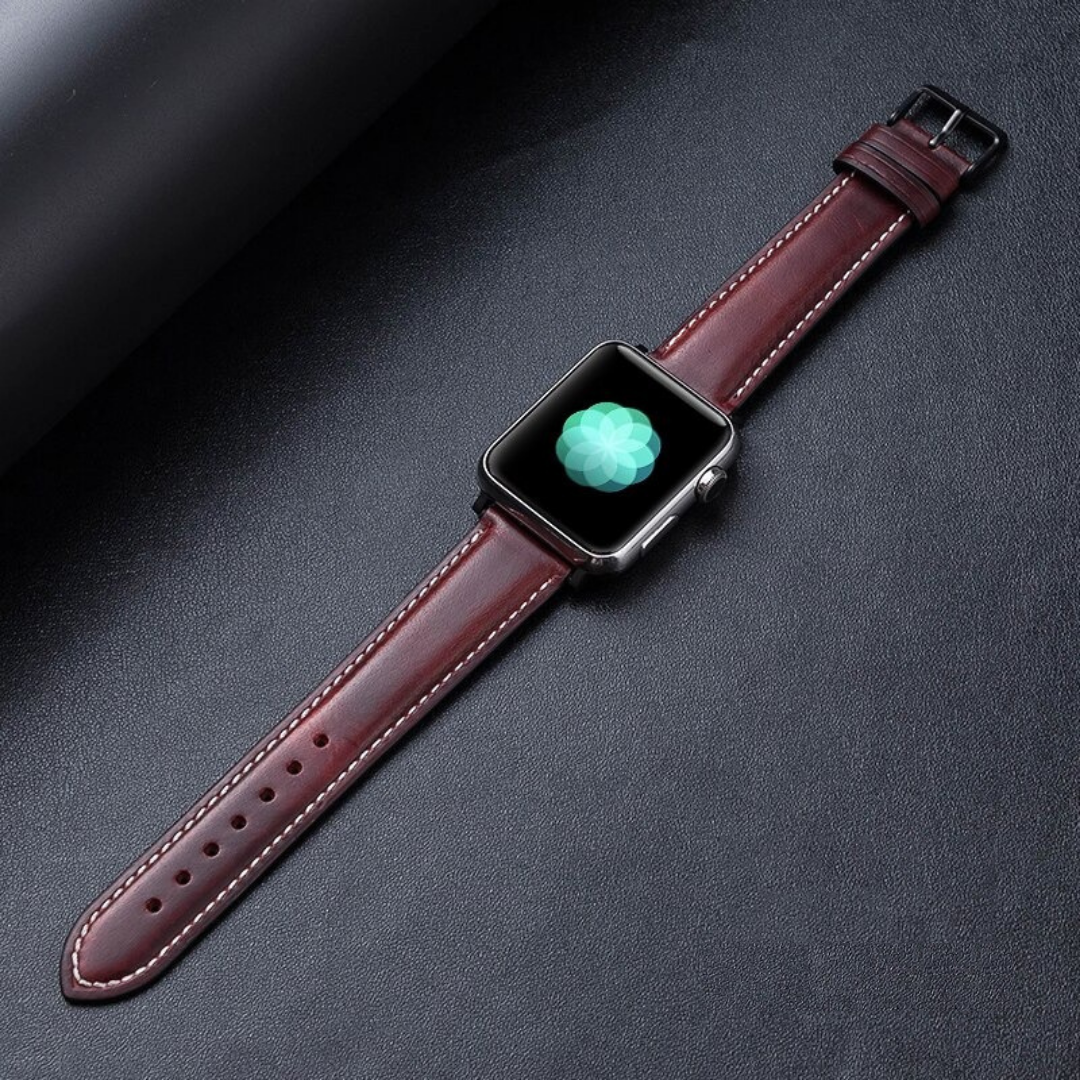 Premium Oil Waxed Genuine Leather Apple Watch Band - Durable & Stylish Replacement Strap for Workouts, Office & Everyday Wear