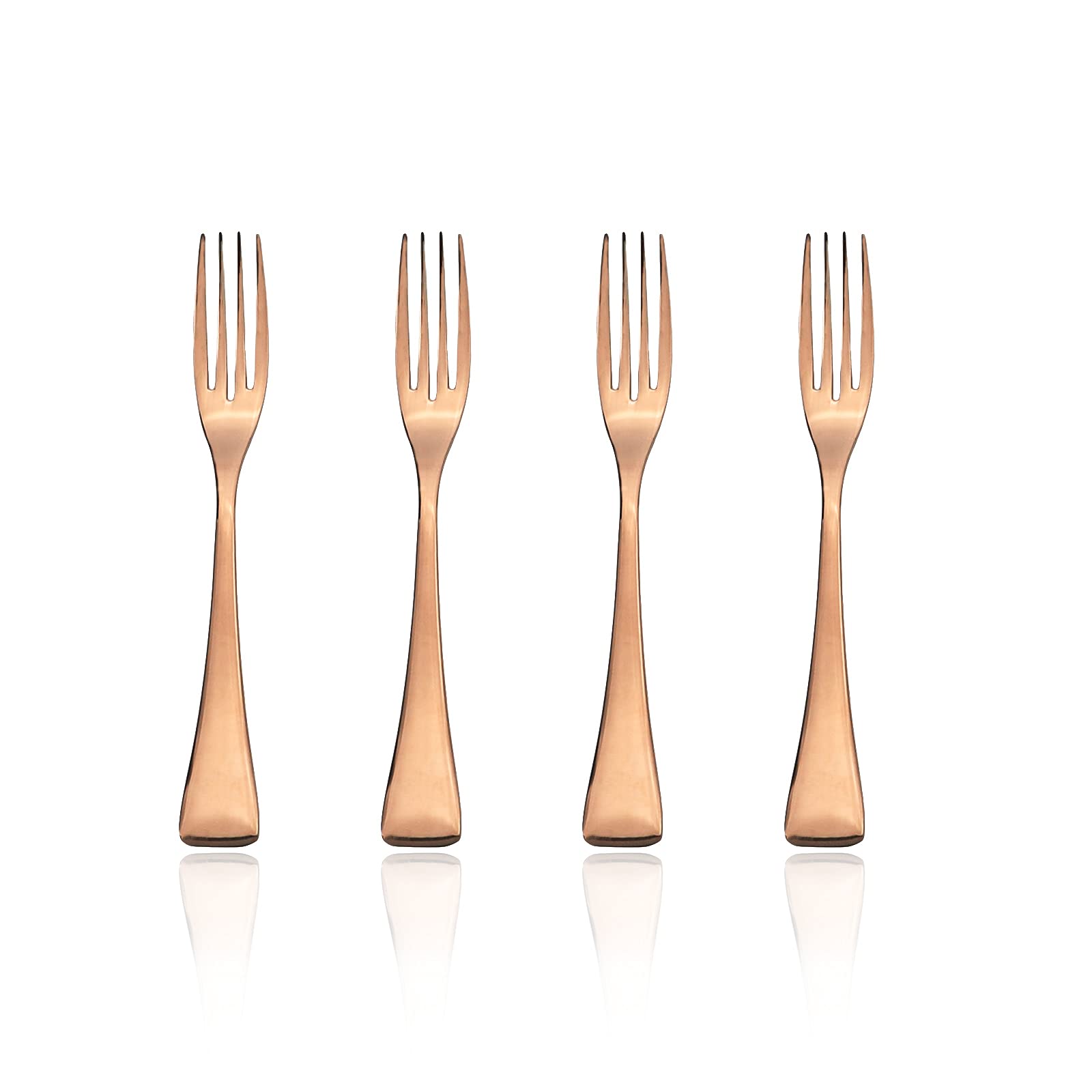 4-Piece Copper Dessert Forks Set - 304 Stainless Steel Rose Gold Salad Forks (7.48 Inches) - Perfect for Wedding, Party, and Fine Dining Tableware