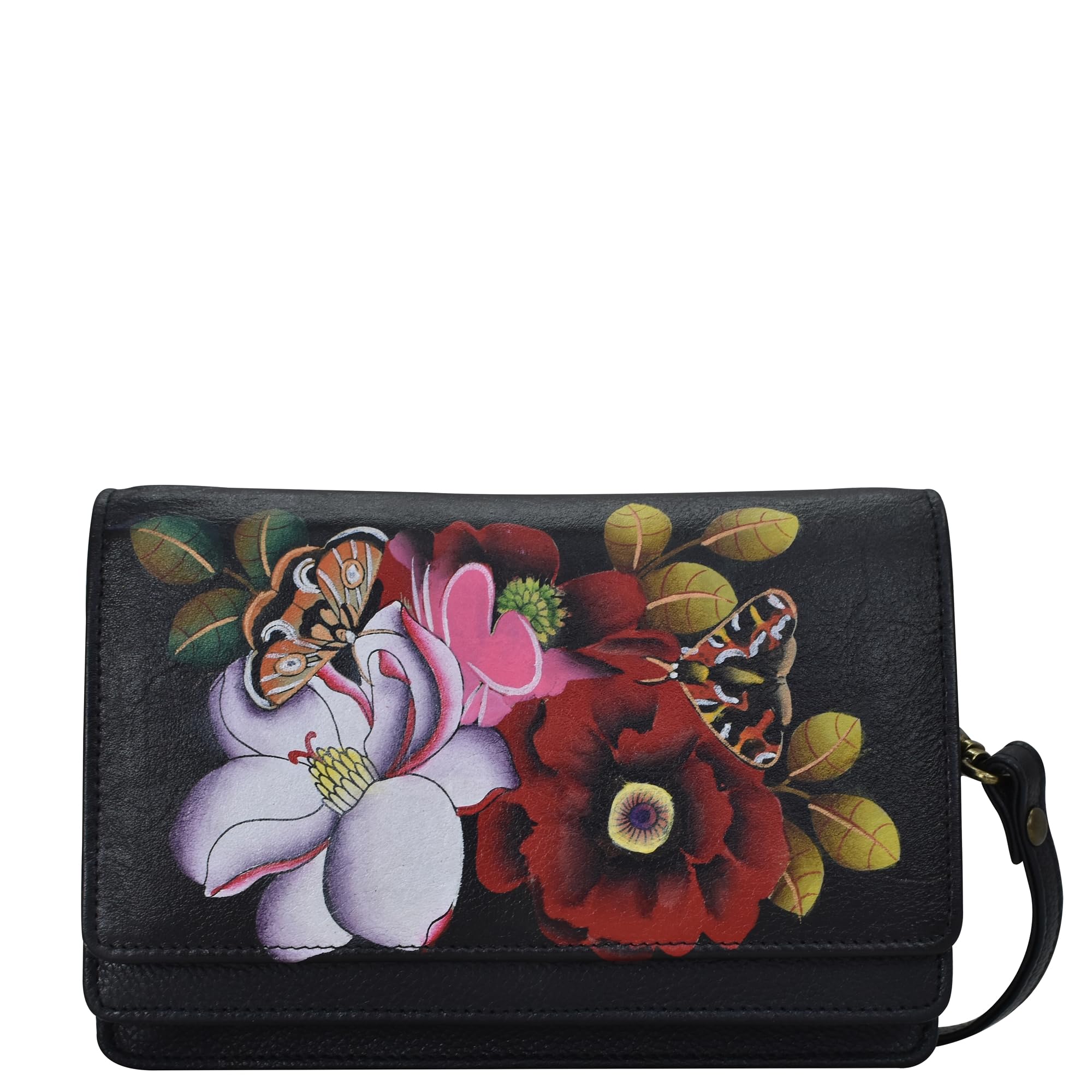 Anuschka Anna Flap Crossbody Bag - Dreamy Blossoms Black Floral Print Handbag for Women | Perfect for Date Night, Travel & Everyday Use