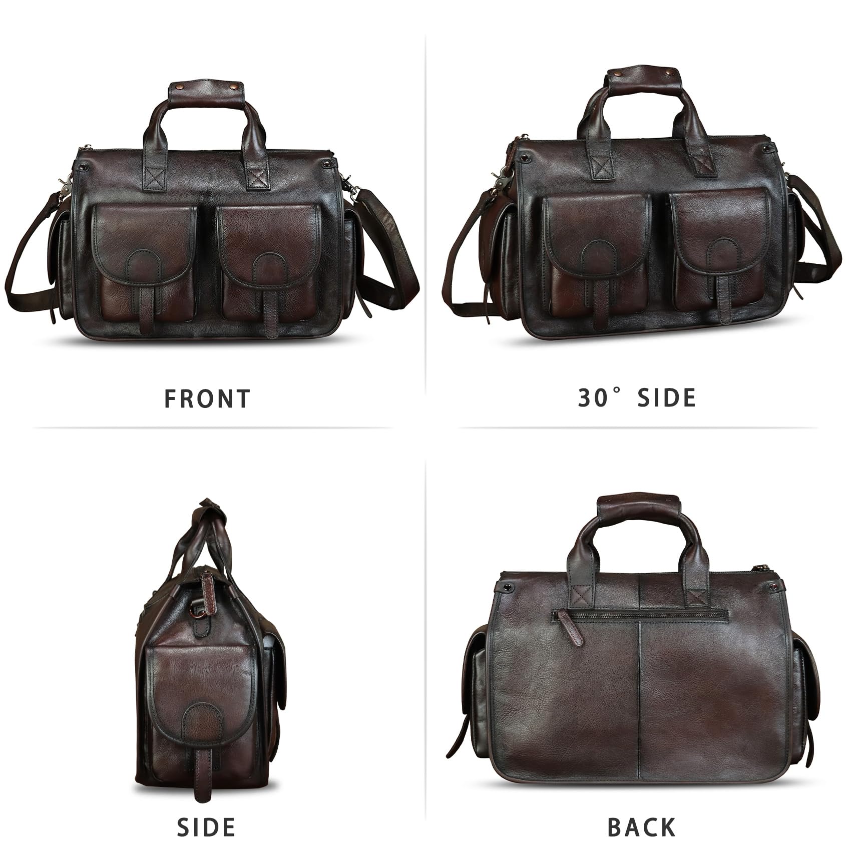 Genuine Leather Messenger Bag for Men - Professional Briefcase & Laptop Bag with Adjustable Shoulder Strap - Perfect for Office, Business Travel & Daily Commute