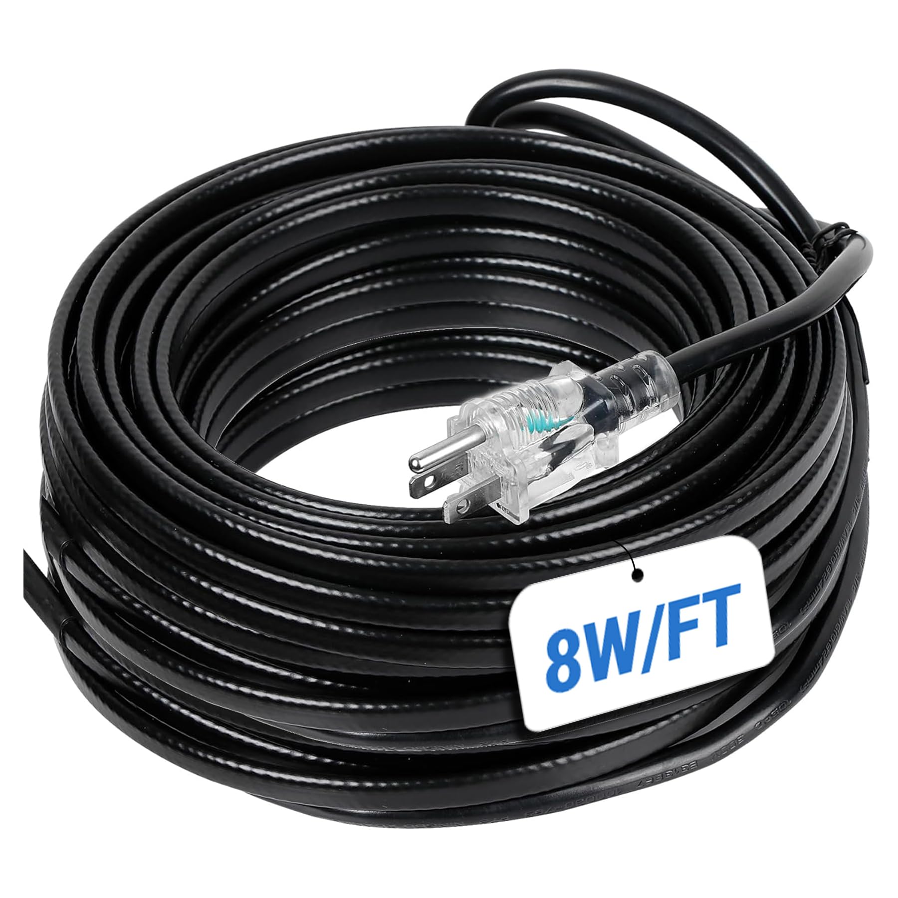 80FT Self-Regulating Roof & Gutter Heat Cable - 8 Watts/FT with 35 Clips & Spacers - LED Plug for Ice Dam & Pipe Freeze Prevention (120V) - Perfect for Winter Roof Protection & Gutter Maintenance