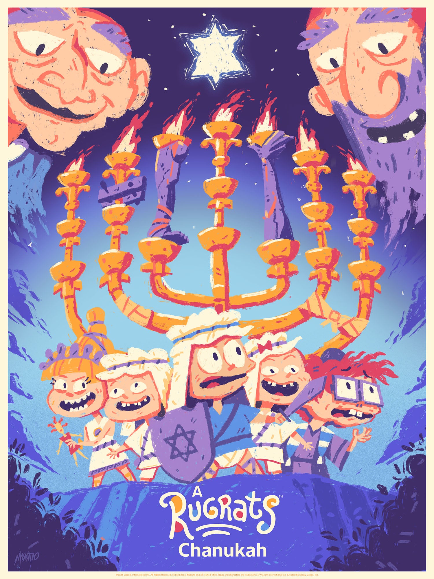 Rugrats Chanukah Poster - Classic 90s Cartoon Holiday Decor for Kids Room, Nursery, or Hanukkah Party Decoration