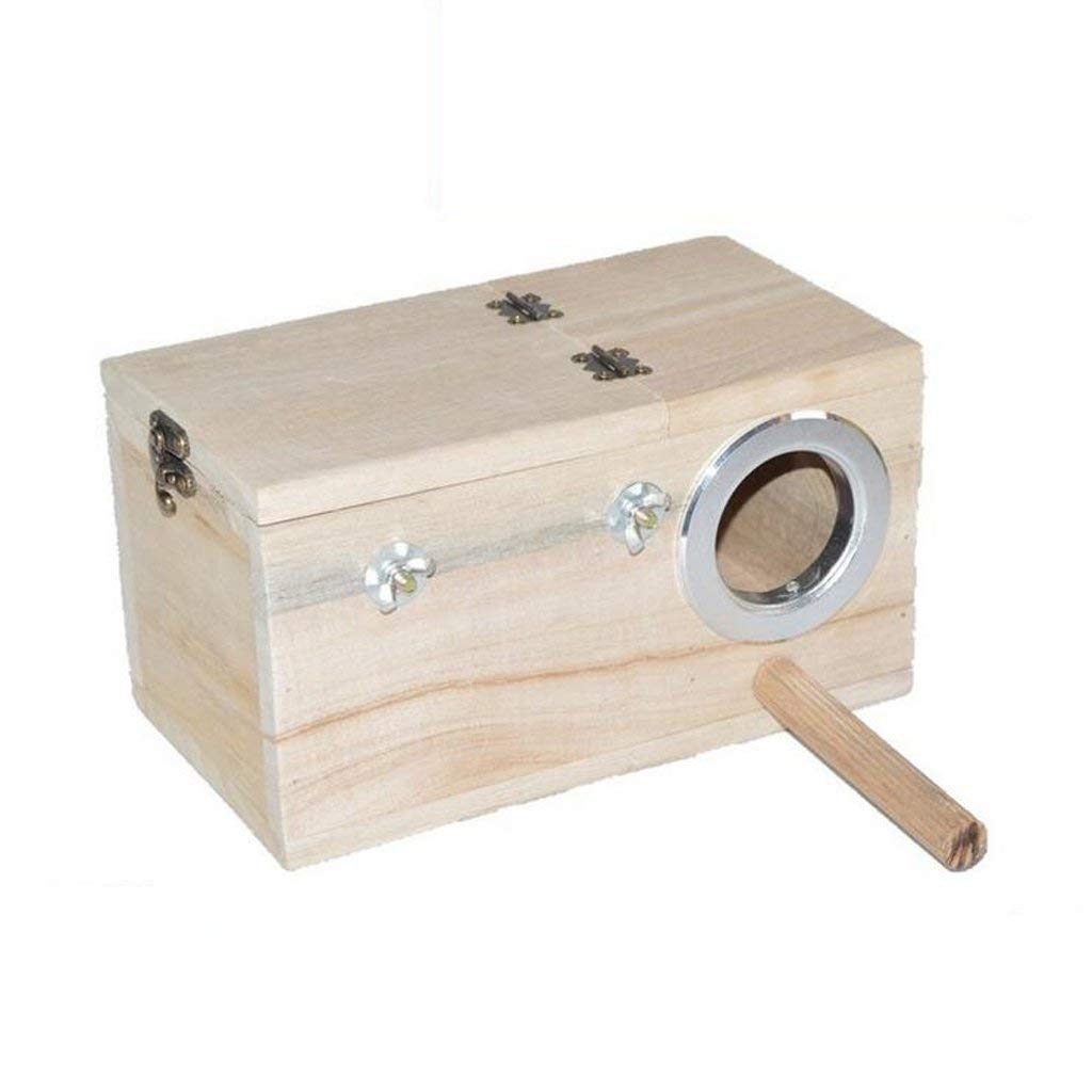 Inzopo Solid Wood Budgie Nest Box - Natural Wooden Bird House for Budgies, Lovebirds & Parakeets | Safe Breeding & Nesting Box for Pet Birds | Perfect for Aviaries, Cages & Bird Sanctuaries