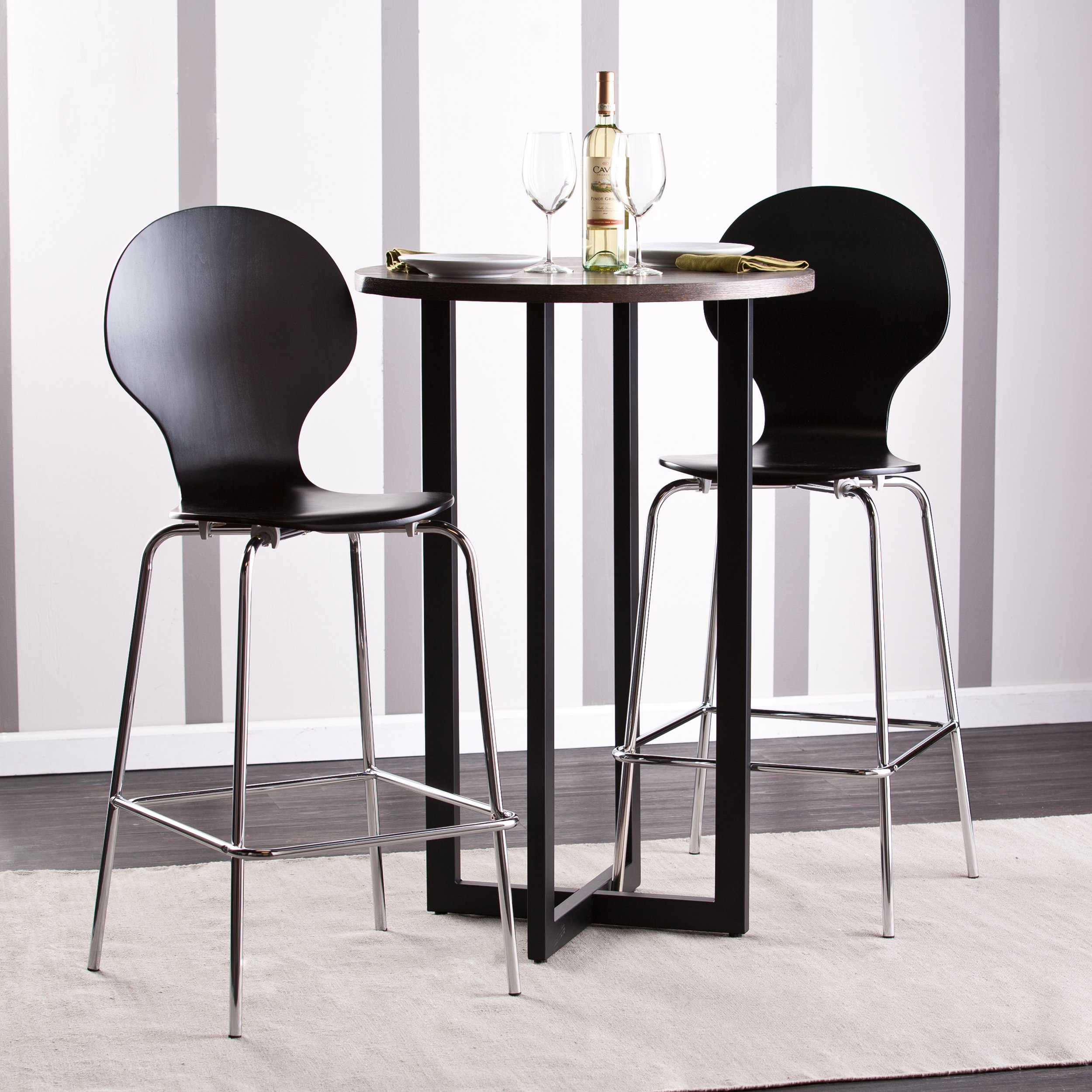 SEI Furniture Danby 42 Inch Bar Bistro Table - Black & Burnt Oak Finish - Perfect for Kitchen, Dining Room, Patio or Outdoor Entertaining