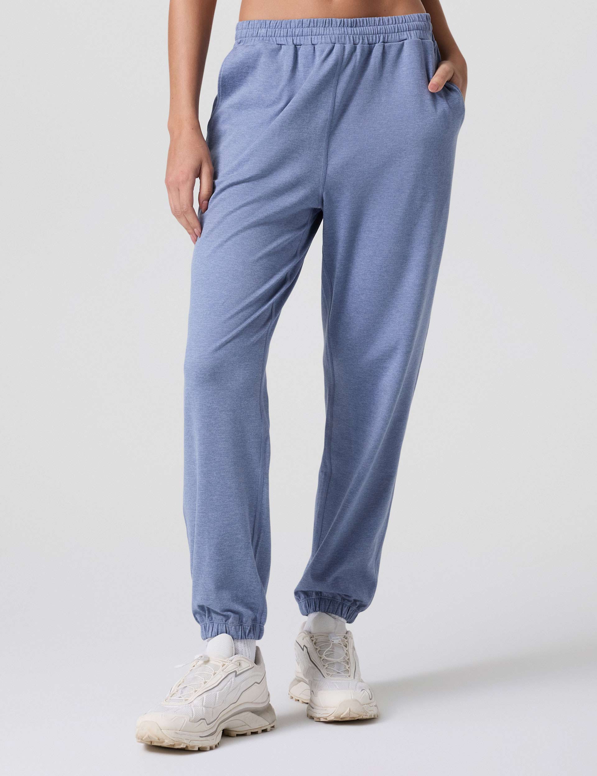 Men's Comfortable Boyfriend Jogger Pants - Blue Heron Heather Color | Casual Lounge Wear for Home, Gym & Outdoor Activities