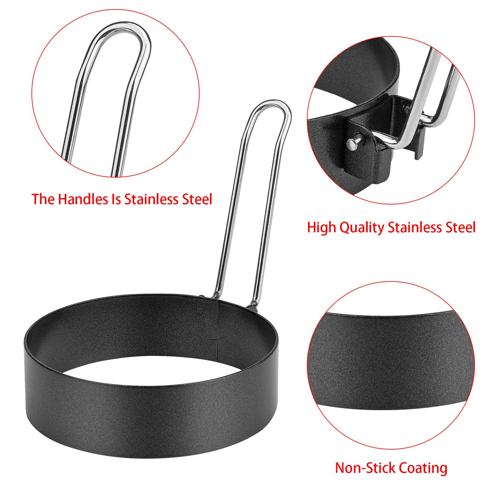 6 Pack Stainless Steel Egg Rings - Non-Stick Round Egg Cooking Molds for Perfect Fried Eggs, Pancakes & Breakfast Sandwiches (Ideal for Home Kitchen & Camping Cooking)