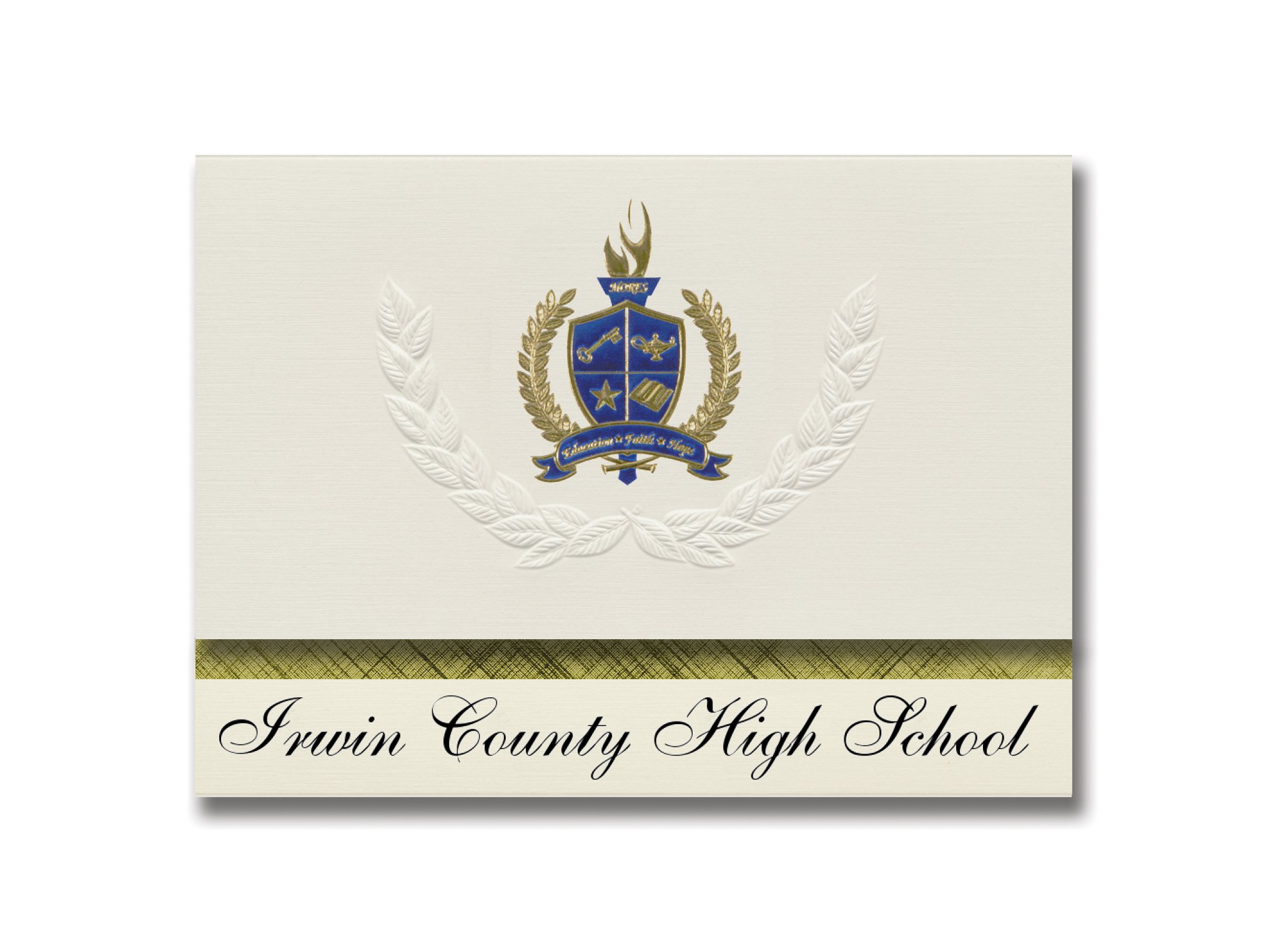 Premium Irwin County High School Graduation Announcements - Presidential Style Elite Package of 25 with Gold & Blue Metallic Foil Seal | Perfect for Graduation Ceremonies, Family Keepsakes & School Memorabilia in Ocilla, GA