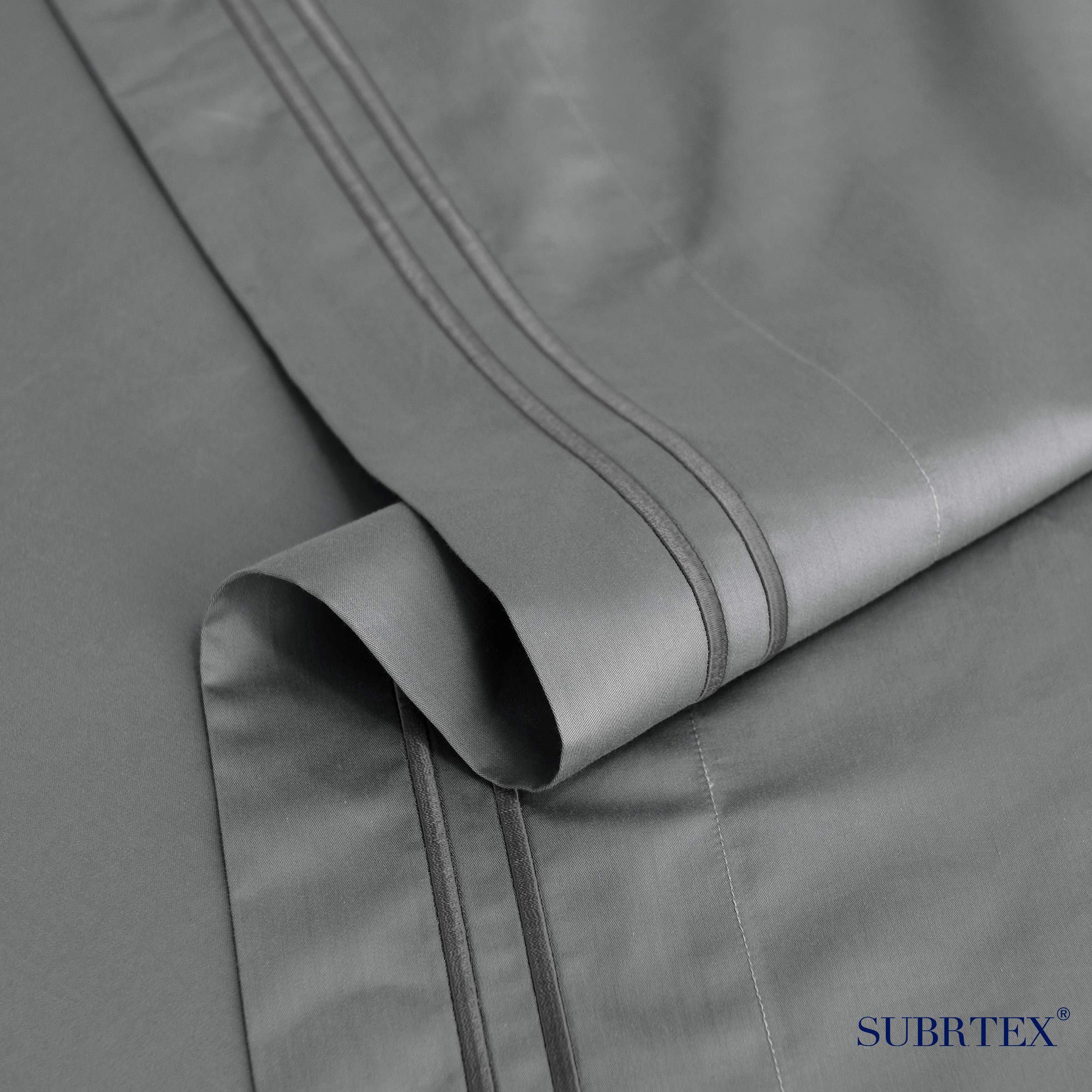 SUBRTEX Tencel Duvet Cover Set 3-Piece Full/Queen Size - Premium Silky Soft Cotton Bedding with Button Closure, 2 Pillowcases - Ultra Lightweight & Breathable for All Seasons (Gray) | Perfect for Home, Hotel, or Guest Room Comfort