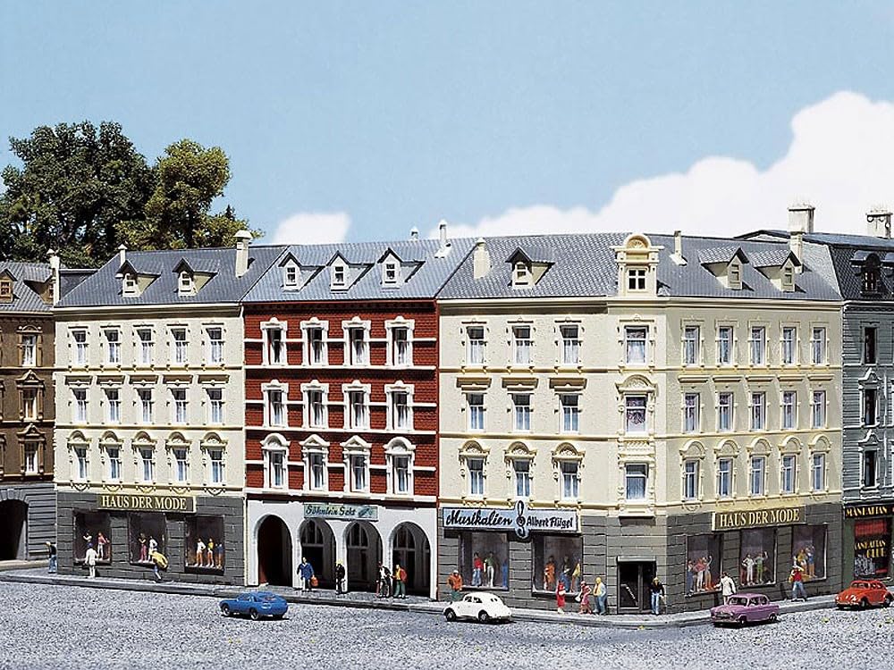 Faller 232266 N Scale Model Building Kit - Row of Town Houses for Train Layouts & Dioramas | Perfect for Model Railroad Scenes & Collectors