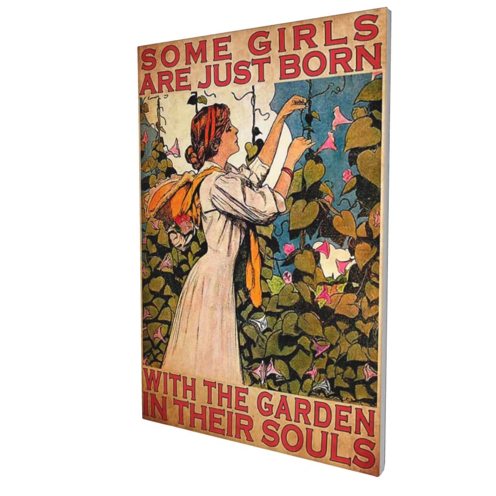 Vintage Garden Girl Wall Art - Woman in White Dress Canvas Print, 16x20 Inch Ready to Hang Home Decor for Living Room & Bedroom | Perfect for Boho, Farmhouse & Vintage Style Interior Design