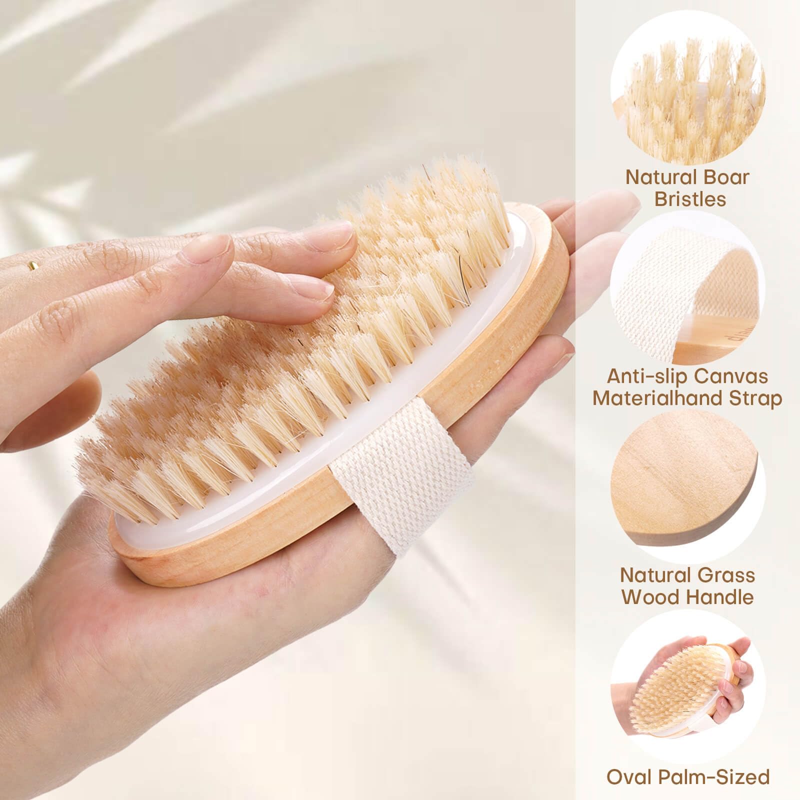 2 Pack Dry Body Brush for Lymphatic Drainage & Cellulite - Exfoliating Skin Care for Healthy Glow at Home Spa