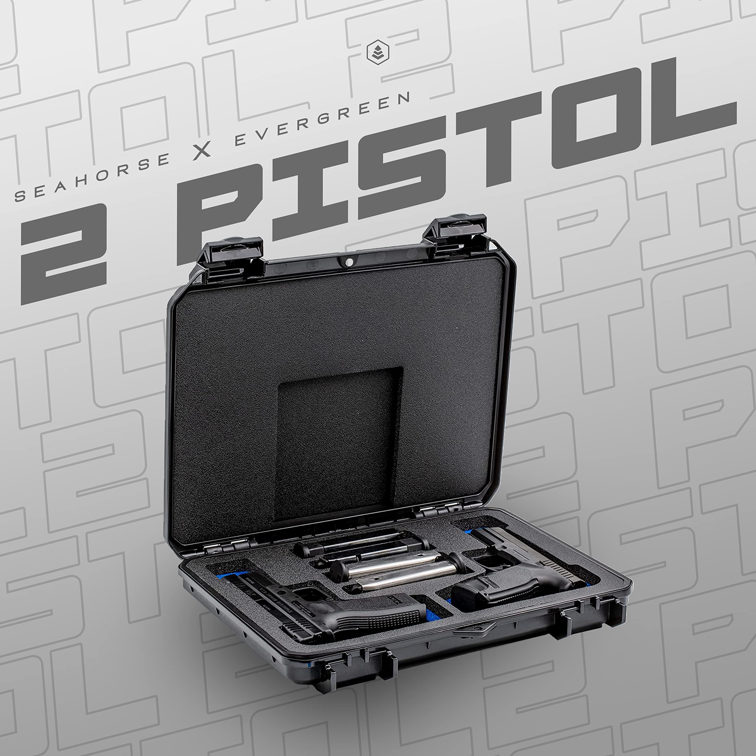 Evergreen 2 Pistol 4 Magazine Locking Compact Protective Case - CCW, Travel Safe, Mil Spec, Waterproof, USA Made - for Firearm Storage & Concealed Carry - Ideal for Home Security, Range Trips & Travel Protection