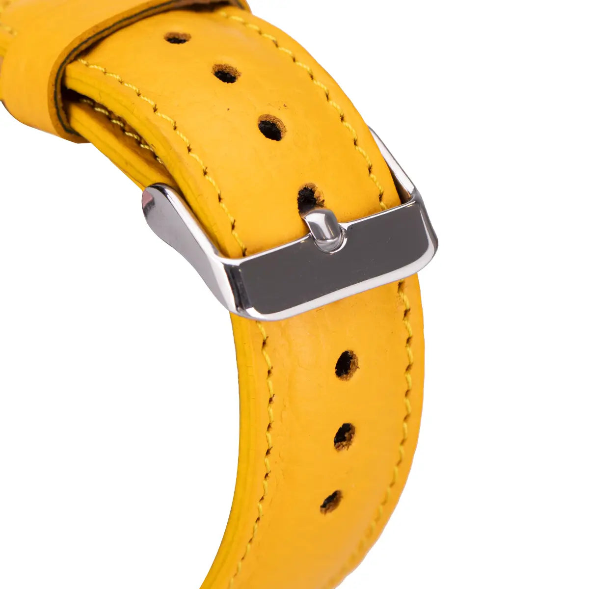 Premium Yellow Leather Apple Watch Band - Classic Strap for Apple Watch Series 9/8/7/SE/6/5/4/3/2/1 - Fashionable & Durable Replacement Strap for Work, Gym & Everyday Wear