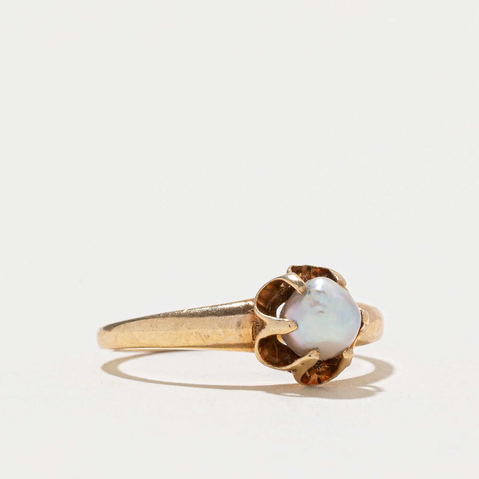 Solitaire Pearl Ring for Women - Belcher Set 6.75 Size | Elegant Wedding, Engagement, Anniversary Jewelry Gift