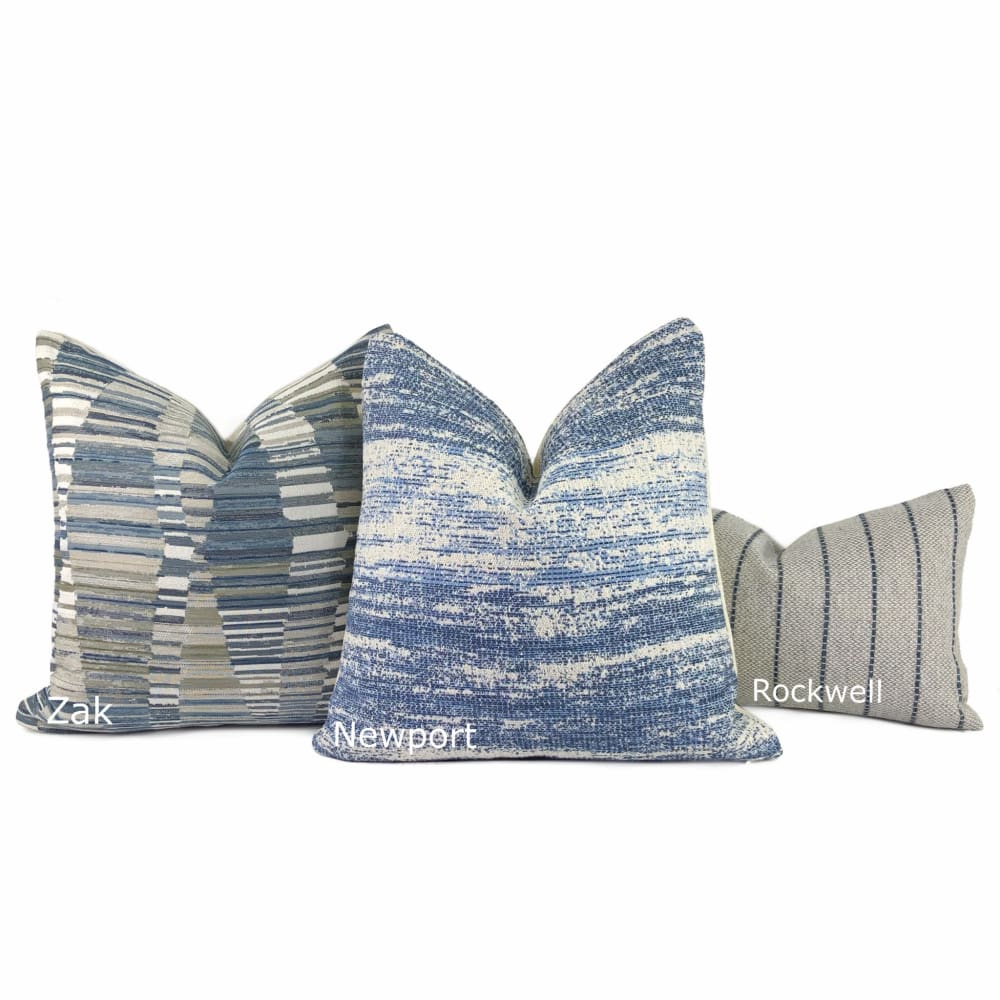 Newport Blue Cream Abstract Texture Pillow Cover - Modern Boho Home Decor for Living Room, Bedroom, or Nursery - Soft & Stylish Throw Pillow Case - 18x18 Inches