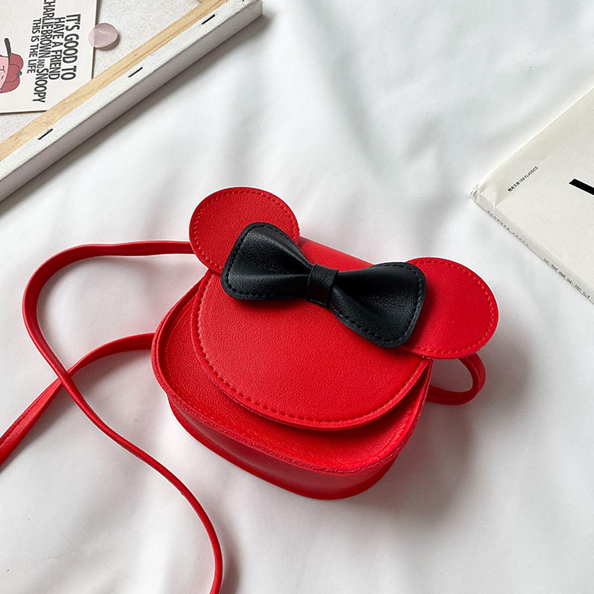 Leprato Cute Crossbody Purse for Little Girls - Bowknot Shoulder Bag & Coin Purse with Adorable Mouse Ear Headband | Perfect for Birthday Gifts, Dress-Up Play, and Everyday Use