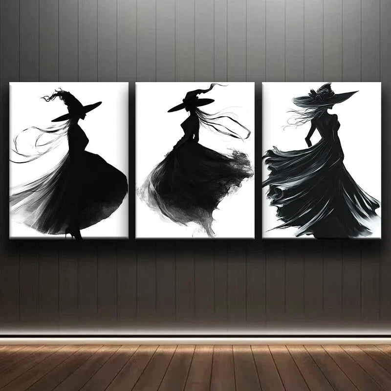 3-Piece Abstract Dancing Figures Black Metal Wall Art - Ready to Hang Modern Home Decor for Living Room, Bedroom & Office