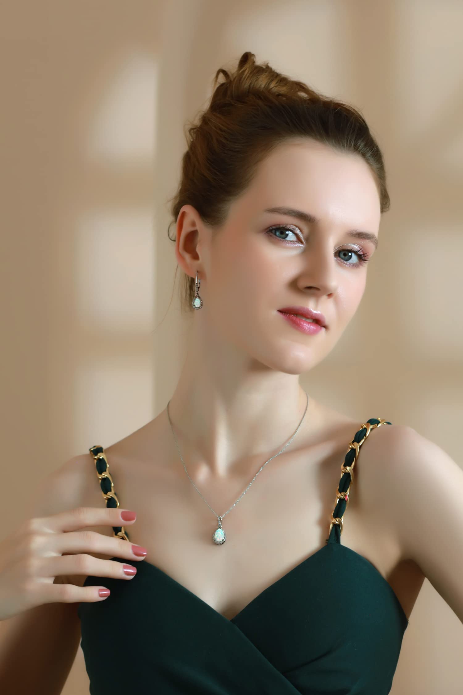Women's Jewelry Sets - Sterling Silver Necklace & Earring Sets with Birthstone Gemstones | Teardrop Pendant & Dangle Earrings | Genuine & Synthetic Stones | Perfect for Gifts, Anniversaries & Special Occasions
