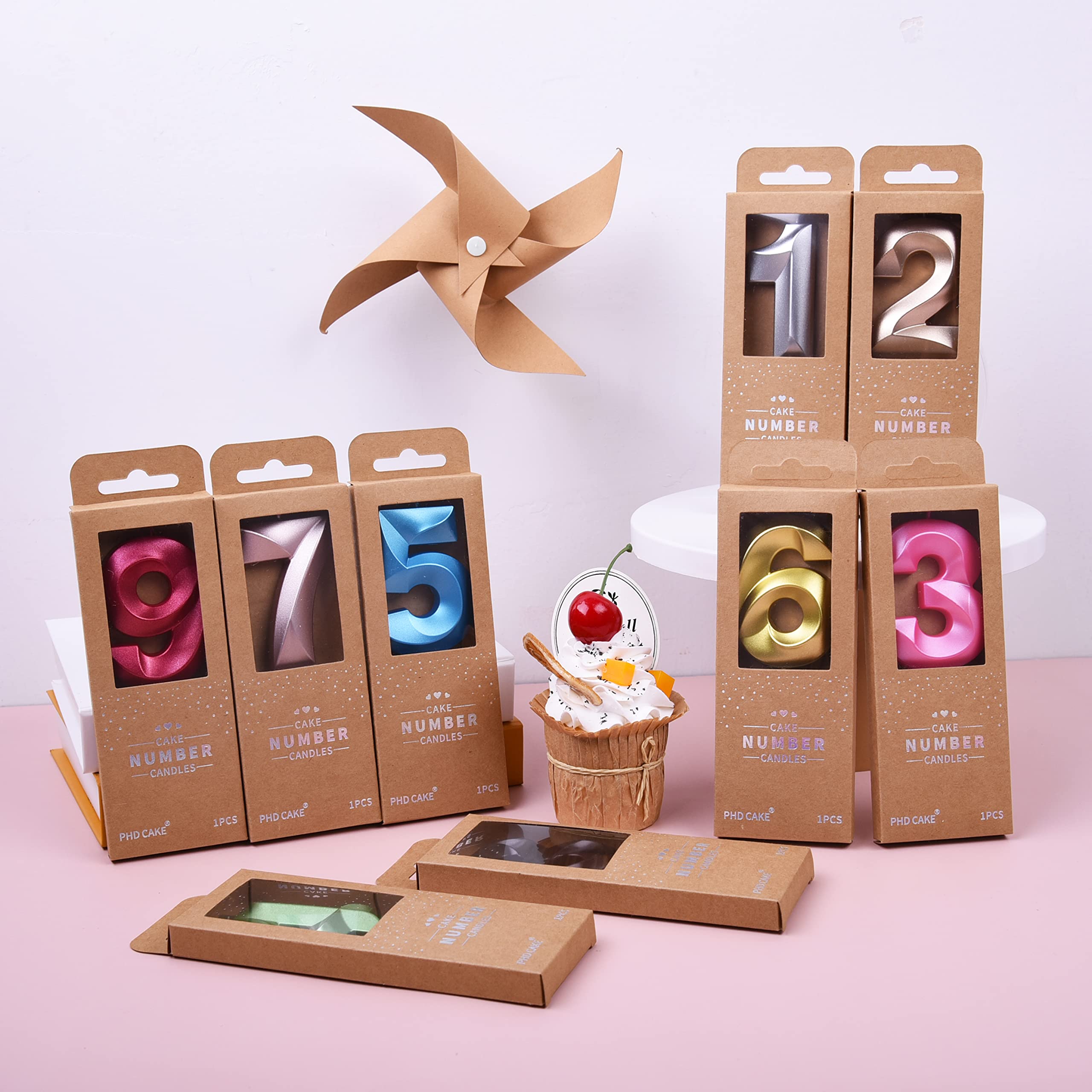 PHD CAKE 2.76 Inch Diamond Red Number 2 Birthday Candles - Premium Cake Toppers for Birthday Parties, Anniversary Celebrations & Special Events