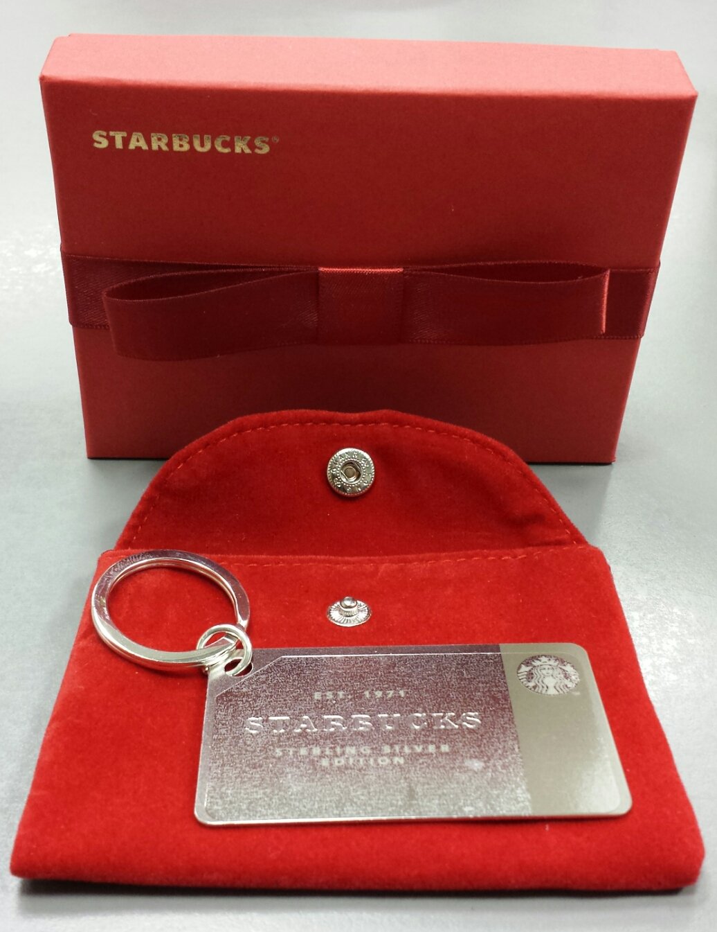 Starbucks 2014 Holiday Sterling Silver .925 Mini Gift Card Keychain - Perfect for Coffee Lovers, Collectors & Holiday Gifts