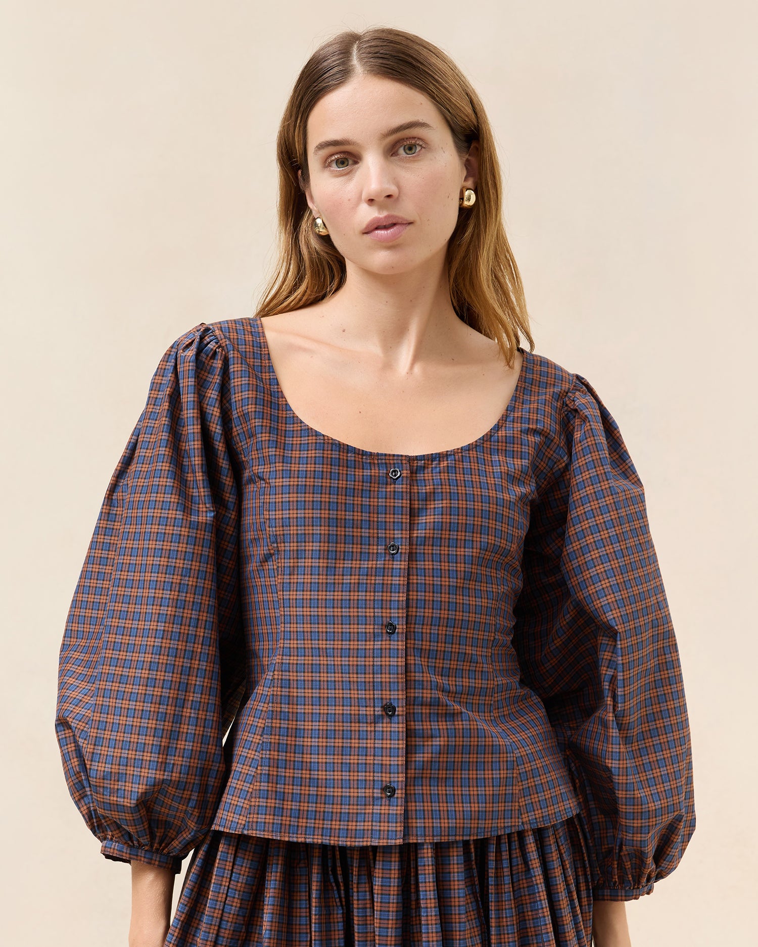 Navy/Rust Plaid