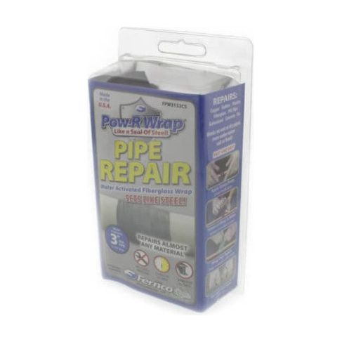 Fernco FPW3132CS 3 x 132 Pow R Wrap Pipe Repair Sleeve - Heavy Duty Rubber Coupling for PVC, Cast Iron & Clay Pipes - Perfect for Plumbing Repairs, Drainage Systems & Underground Pipe Maintenance