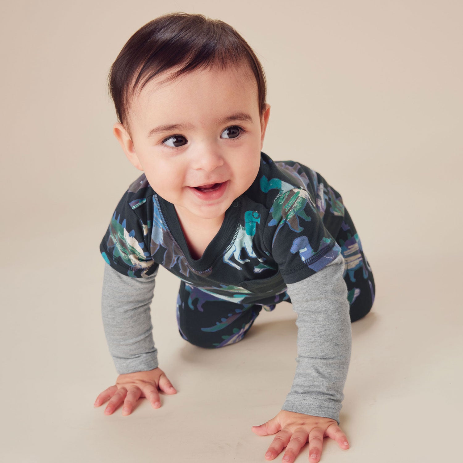 Watercolor Dinosaur Layered Sleeve Baby Romper - Cute Outfit for Newborns, Infants & Toddlers - Perfect for Playtime, Photo Shoots & Special Occasions