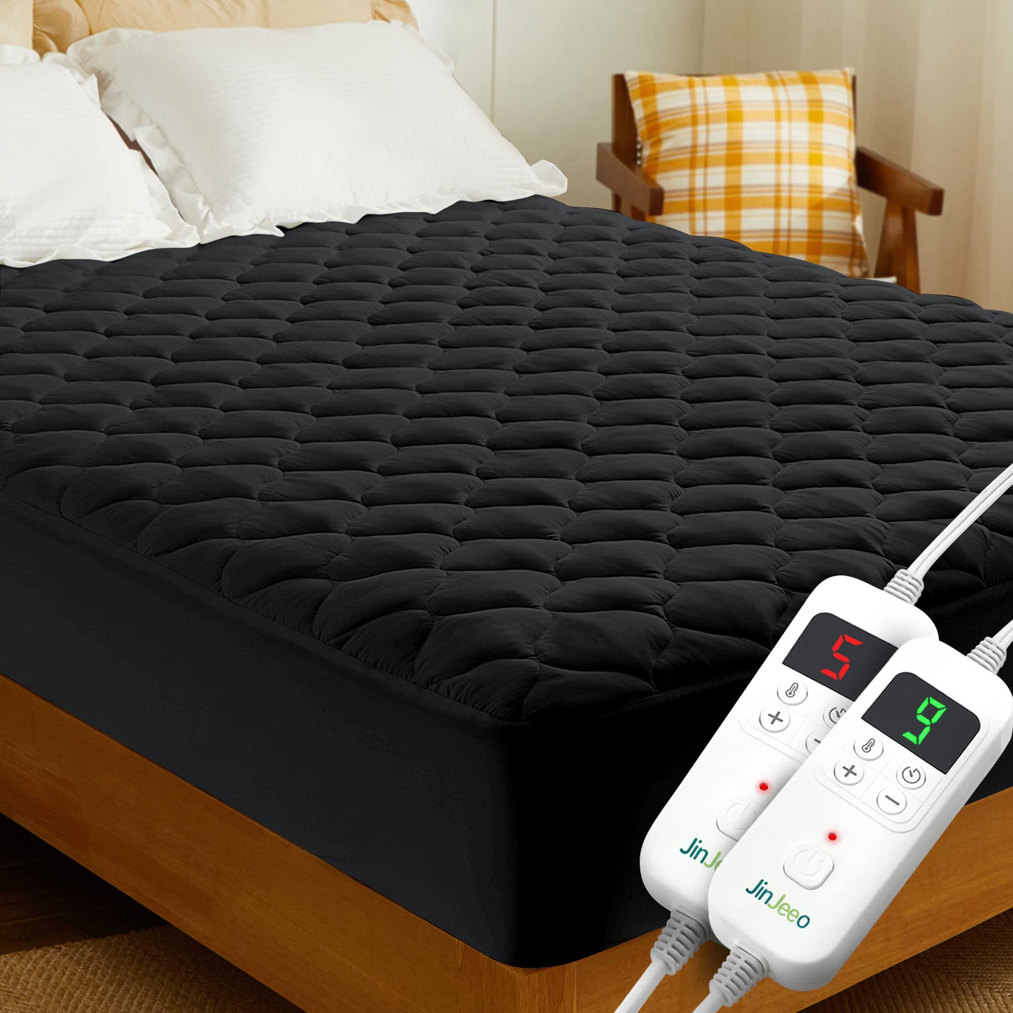 King Size Heated Mattress Pad - Electric Bed Warmer with 11 Heat Settings & Auto Shut Off, Fits Mattresses Up to 21