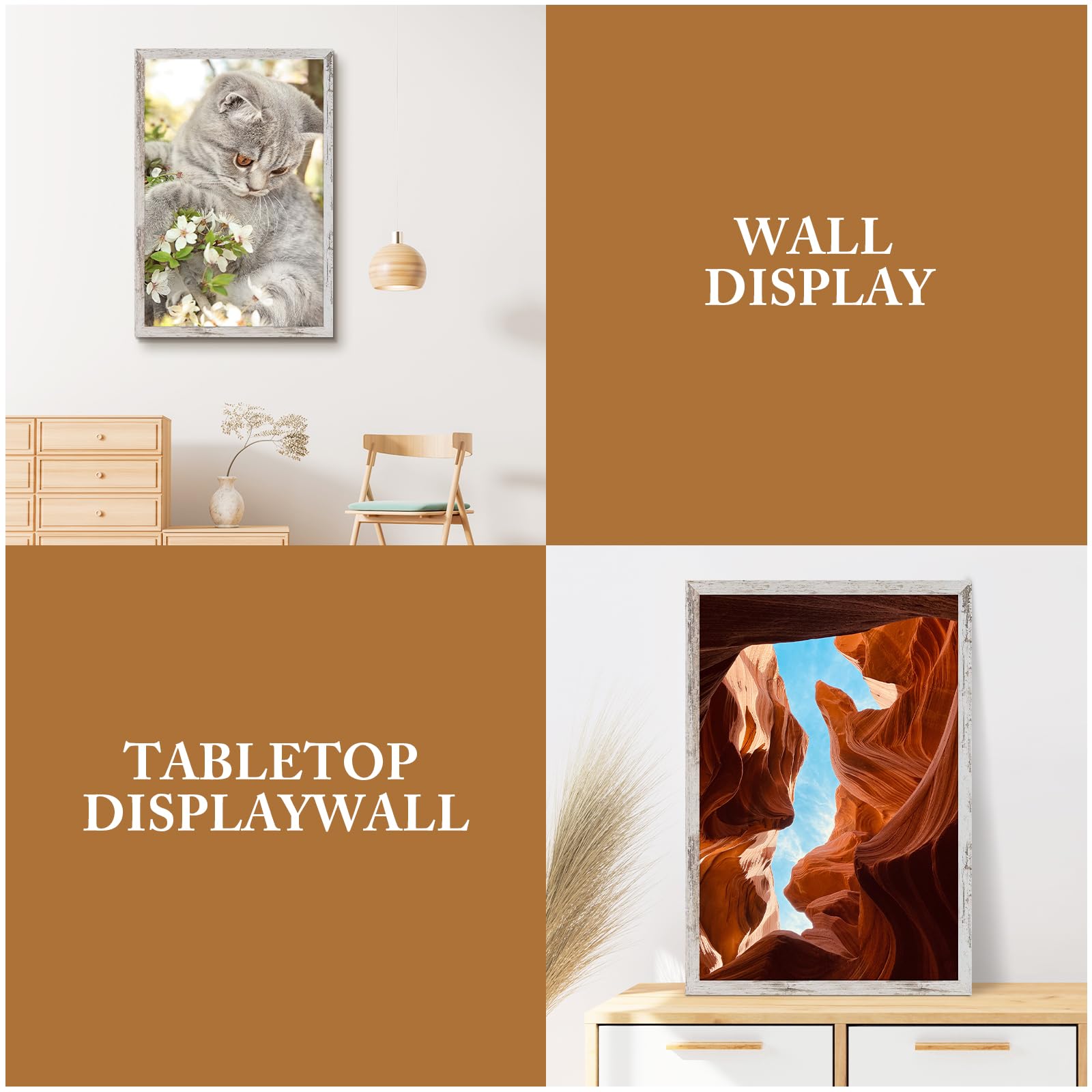 Golden State Art 20x30 Picture Frame - 2 Pack Wood Grain Rustic Style Wall Photo Frame with Wide Molding & Back Hangers - Perfect for Baby Pictures, Wedding Photos, Family Portraits & Home Decor - White