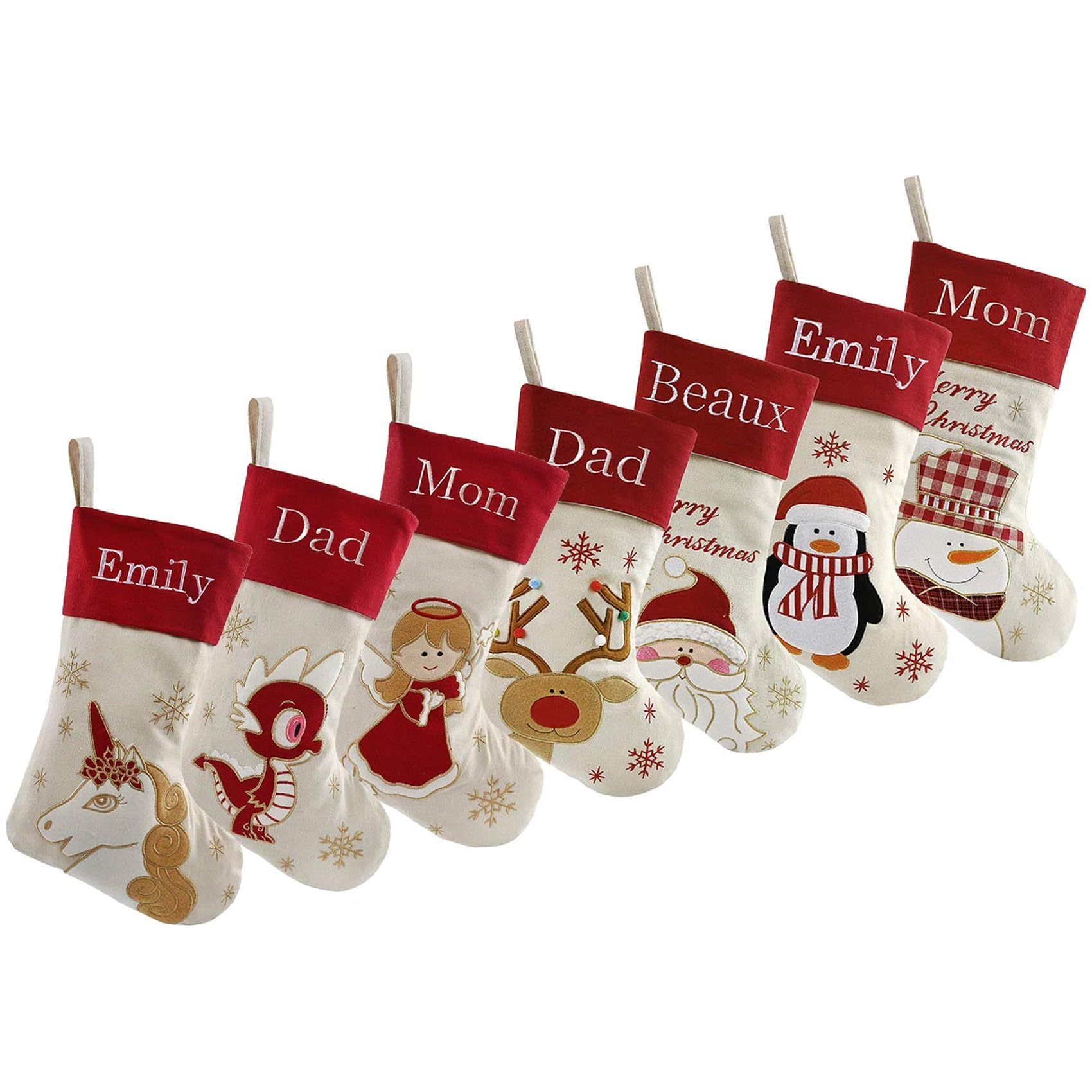 DearSun Personalized Christmas Stockings Set of 7 - 18