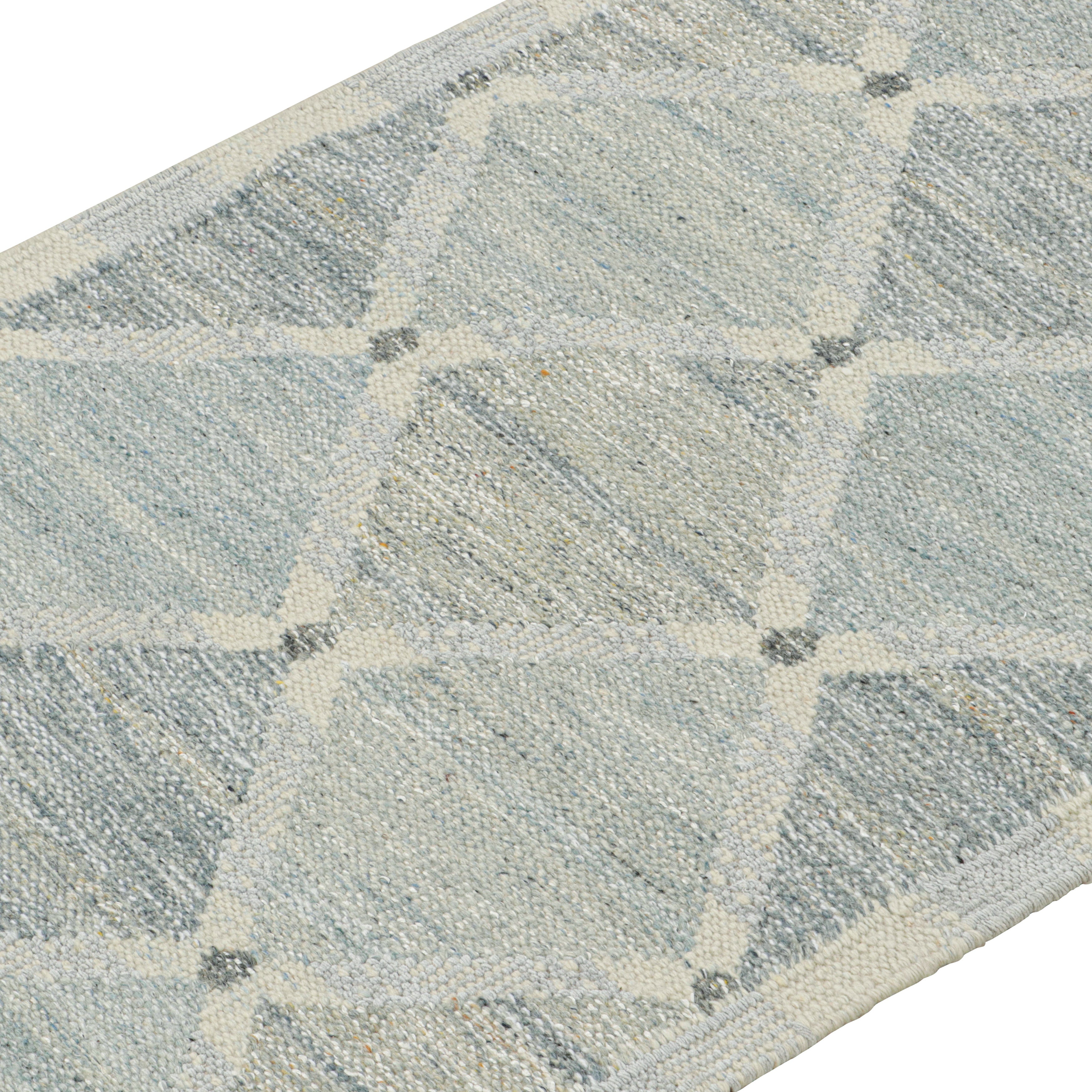 Blue Swedish Flatweave Wool Rug 3'2 x 6' - Handmade Scandinavian Design for Living Room, Bedroom & Office Decor