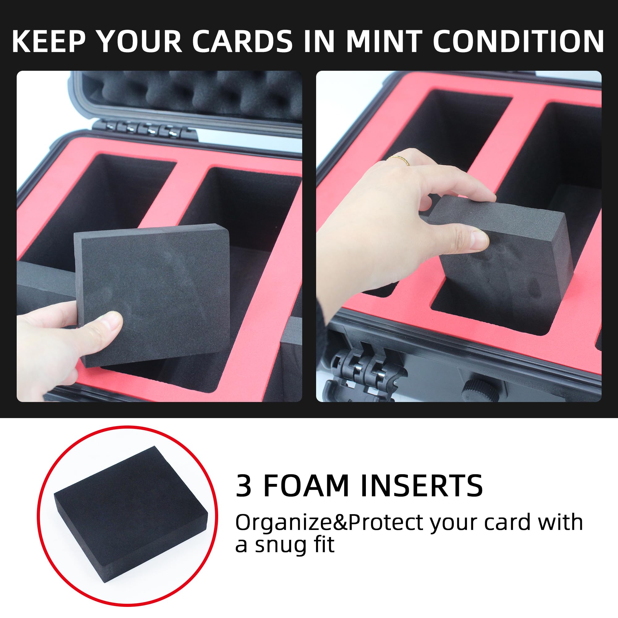 UHZBTEC Waterproof Graded Card Storage Box - Airtight Sports Card Protector for PSA BGS FGS Trading Cards | 3-Row Design Holds 120+ Cards | Perfect for Zion, Basketball & Baseball Card Collectors | Ideal for Display, Storage & Travel Protection