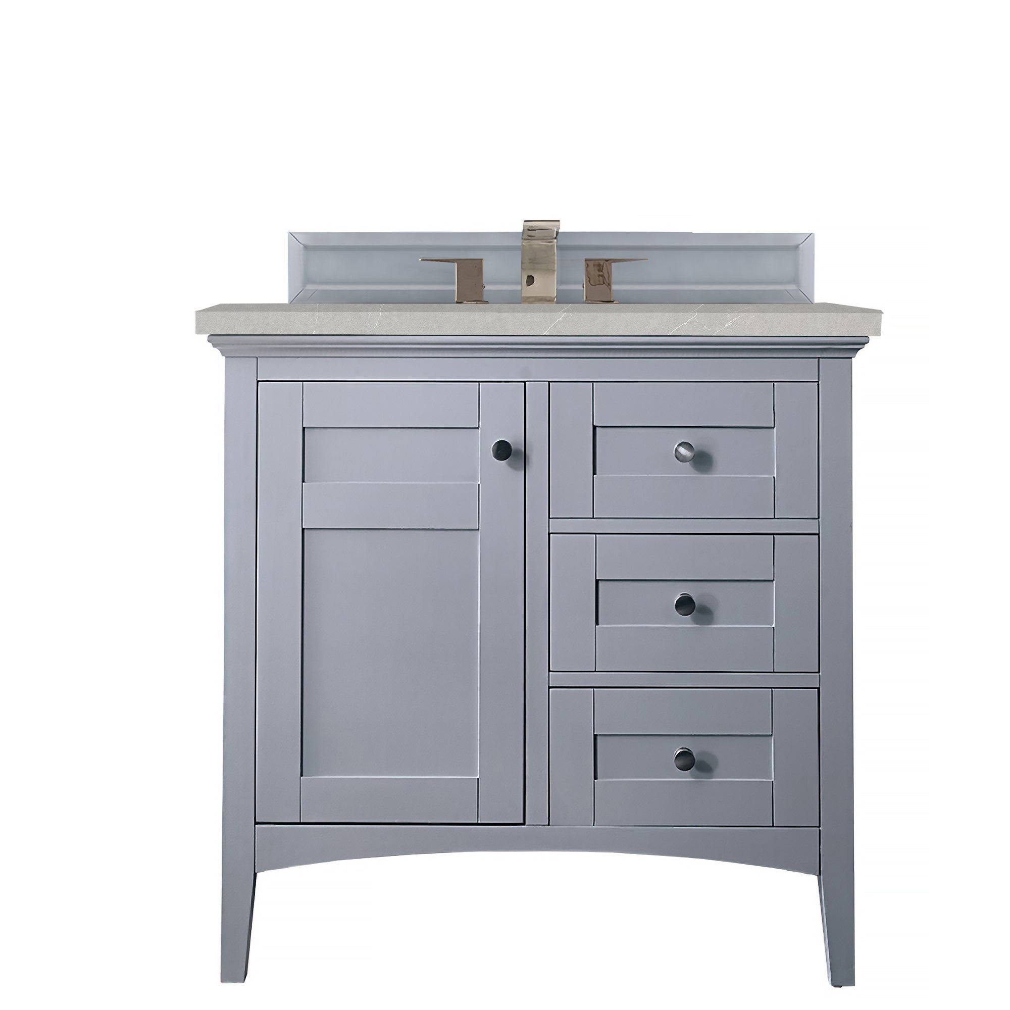 Palisades 36 Inch Single Bathroom Vanity Set with 3CM Eternal Serena Quartz Top in Silver Gray - Perfect for Modern Master Bathrooms & Guest Bathroom Renovations