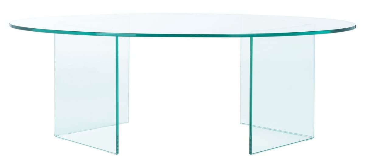 SAFAVIEH Carsten Clear Tempered Glass Oval Coffee Table - Modern Living Room Furniture for Small Spaces, Home Decor & Office Use