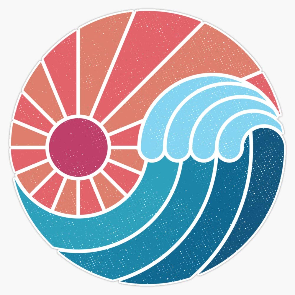 Sun & Sea Vinyl Waterproof Sticker Decal - 5 Inch Durable Car, Laptop, Wall, Window Decoration - Perfect for Outdoor, Home, Office & Personalization