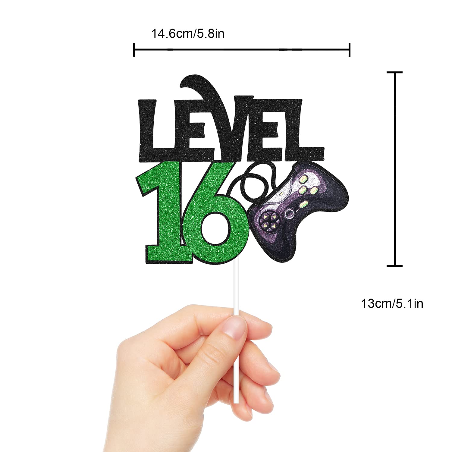 Level 16 Gaming Birthday Cake Topper - Video Game Themed 16th Birthday Party Supplies - 'Game On Winner' Cake Decoration for Boys - Perfect for Gaming Parties, Level Up Celebrations & Teen Birthday Cakes
